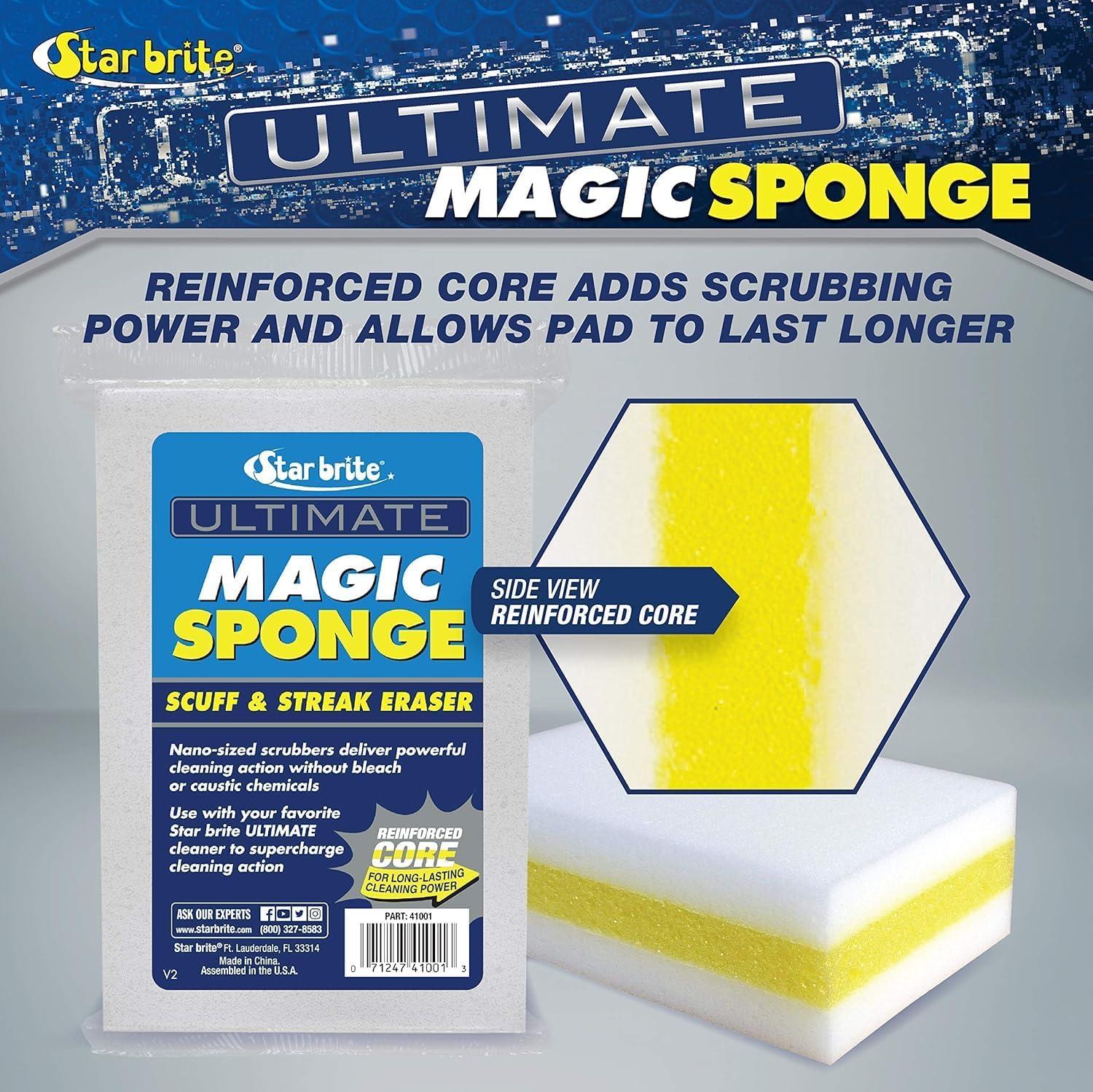 image:imageSTAR BRITE Boaters Combo Set Boat Brush Boat Hook Telescoping Handle Boat Scuff Eraser 2 Pack amp Giant SpongeBlue Medium