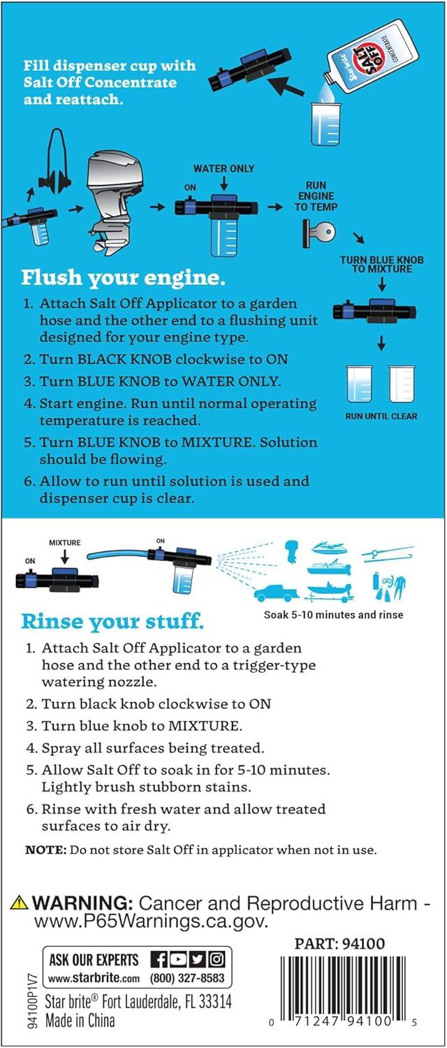 image:imageSTAR BRITE Salt Off Kit Applicator amp 32 OZ Concentrate for Marine Engine Flush amp Salt Removal on Boats Trailers Fishing Gear Dive Equipment and MoreMixerApplicator 6 Pack