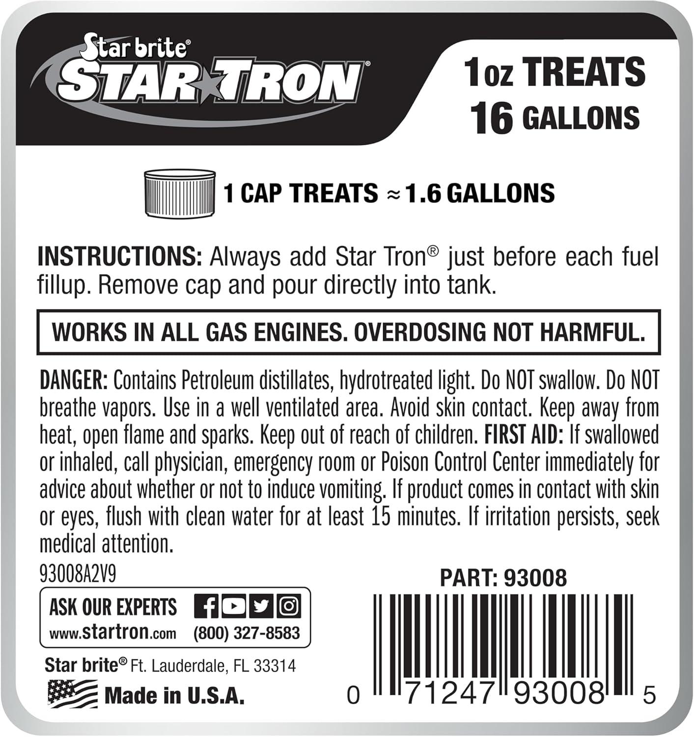 image:imageSTAR BRITE Star Tron Enzyme Fuel Treatment Concentrated Formula 32 Fl Oz Treats up to 512 Gallons Fuel Stabilizer amp Treatment Gasoline Stabilizer Star Tron Marine Enzyme Fuel Treatment8 Oz Treats 128 Gallons