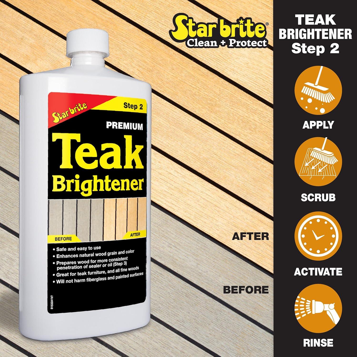 image:imageSTAR BRITE Teak Care 3 Step Kit Teak Cleaner Teak Brightener Teak Oil 16 OZ 08121632 OZ Kit