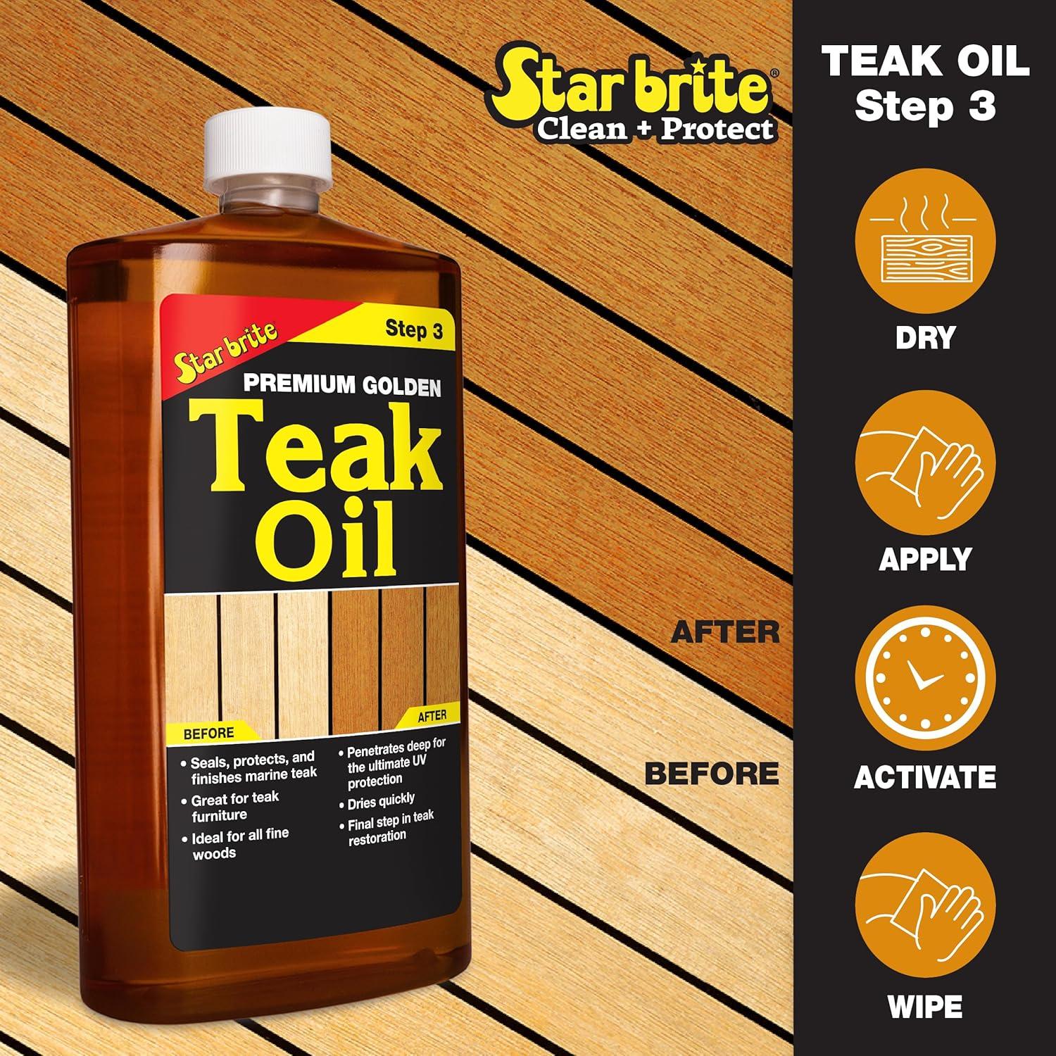 image:imageSTAR BRITE Teak Care 3 Step Kit Teak Cleaner Teak Brightener Teak Oil 16 OZ 08121632 OZ Kit