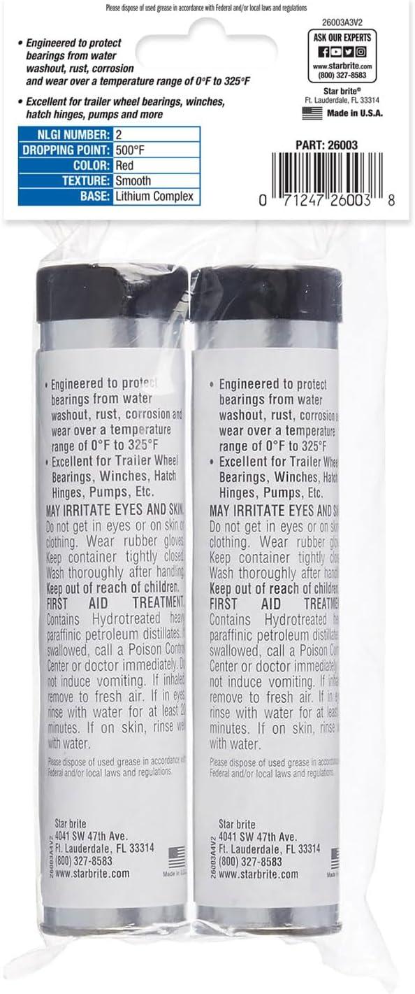 image:imageSTAR BRITE Trailer Wheel Bearing Grease NLG2 Advanced MarineGrade Protection Against Rust Corrosion amp Water Washout3 OZ 2Pack