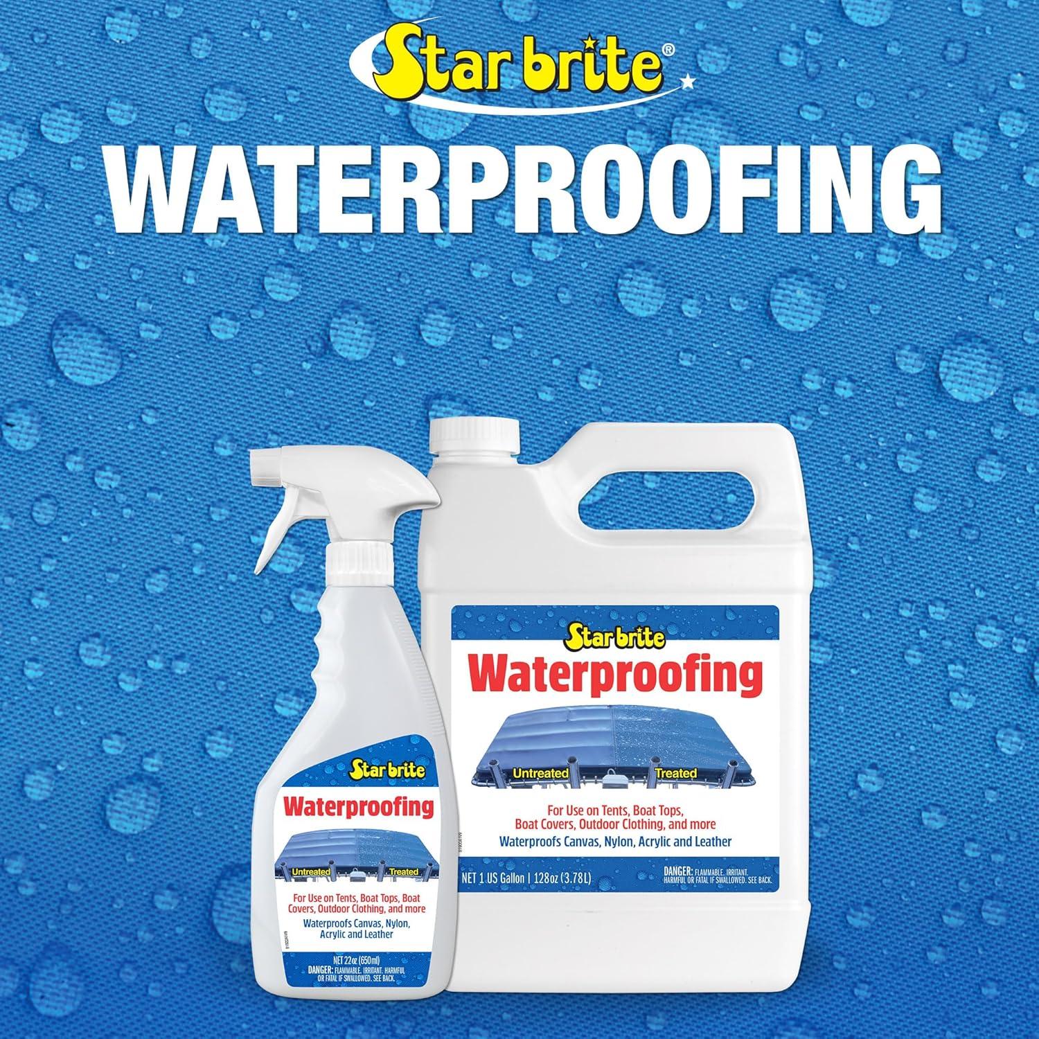 image:imageSTAR BRITE Waterproofing Spray Waterproofer Stain Repellent UV Protection for Boat Covers Car Covers Bimini Tops Tents Jackets Backpacks Boots Awnings Patio Covers amp More128 Oz Waterproofing Gallon