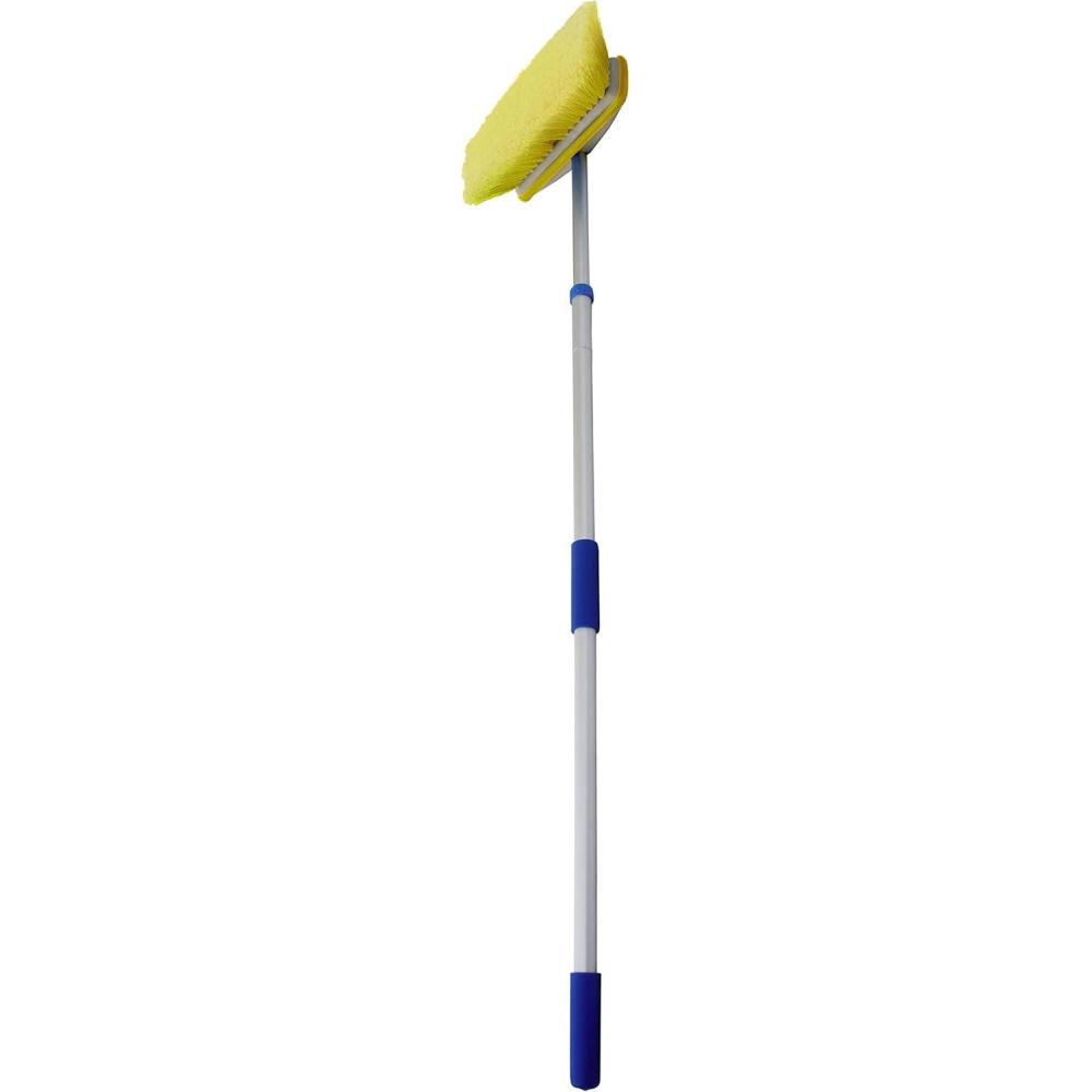 image:imageSTAR BRITE Deluxe Telescoping Deck Brush Kit Extendable AircraftGrade Aluminum Handle Soft or Medium Bristles Floats if Dropped Ergonomic Design MultiSurface CleaningYellow Soft