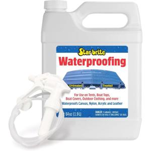 image:imageSTAR BRITE Waterproofing Spray Waterproofer  Stain Repellent  UV Protection for Boat Covers Car Covers Bimini Tops Tents Jackets Backpacks Boots Awnings Patio Covers amp More64 Oz Waterproofing