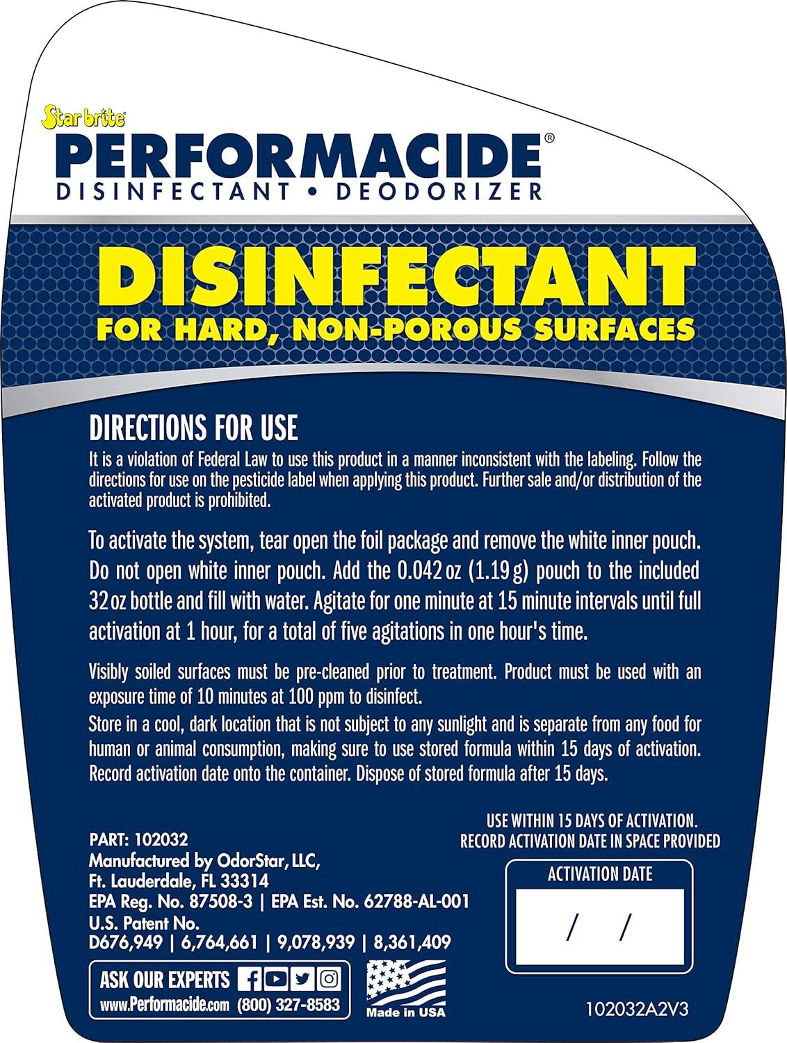 image:imagePERFORMACIDE Disinfectant Kills COVID19 Virus in 30 Seconds No Rinse No Wipe No Residue Just Add Water Gallon Kit with 3 Refill Pouches amp Sprayer 10200032 OZ Starter Kit