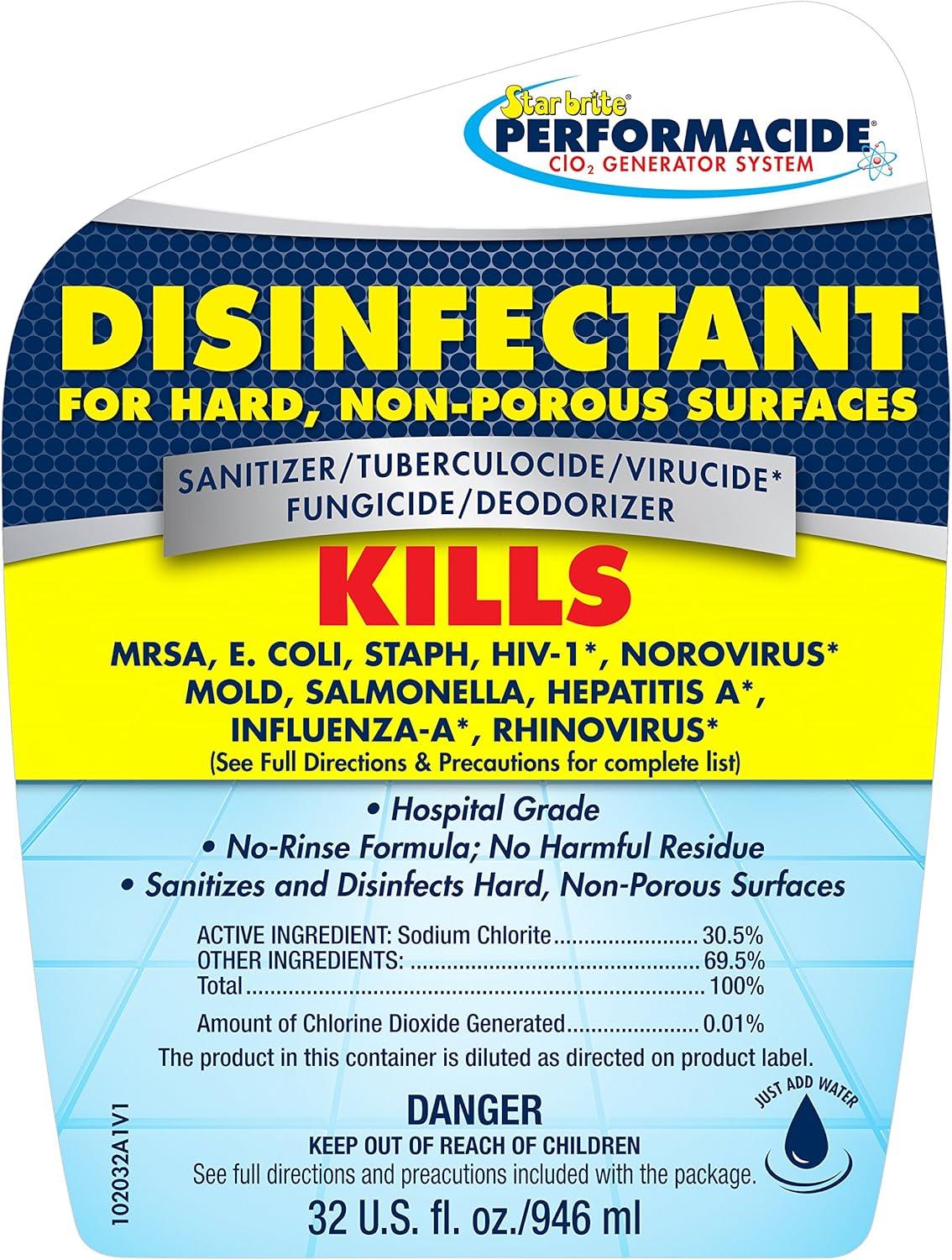 image:imagePERFORMACIDE Disinfectant Kills COVID19 Virus in 30 Seconds No Rinse No Wipe No Residue Just Add Water Gallon Kit with 3 Refill Pouches amp Sprayer 10200032 OZ Starter Kit