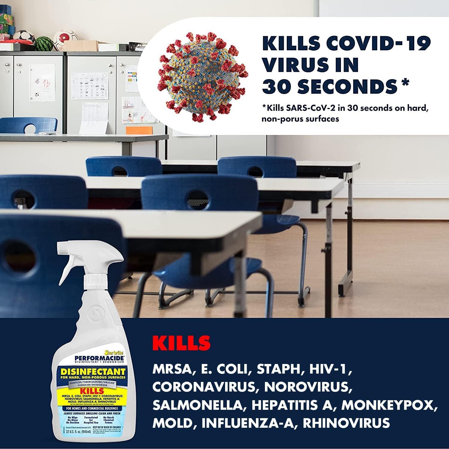 image:imagePERFORMACIDE Disinfectant Kills COVID19 Virus in 30 Seconds No Rinse No Wipe No Residue Just Add Water Gallon Kit with 3 Refill Pouches amp Sprayer 10200032 OZ Starter Kit