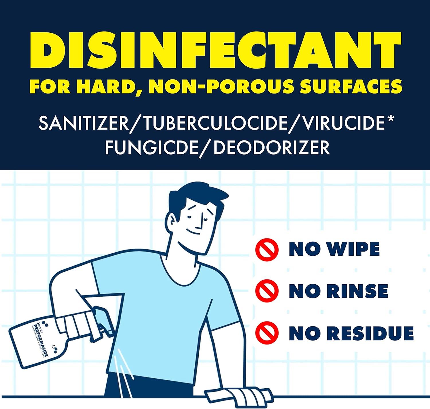 image:imagePERFORMACIDE Disinfectant Kills COVID19 Virus in 30 Seconds No Rinse No Wipe No Residue Just Add Water Gallon Kit with 3 Refill Pouches amp Sprayer 10200032 OZ Starter Kit