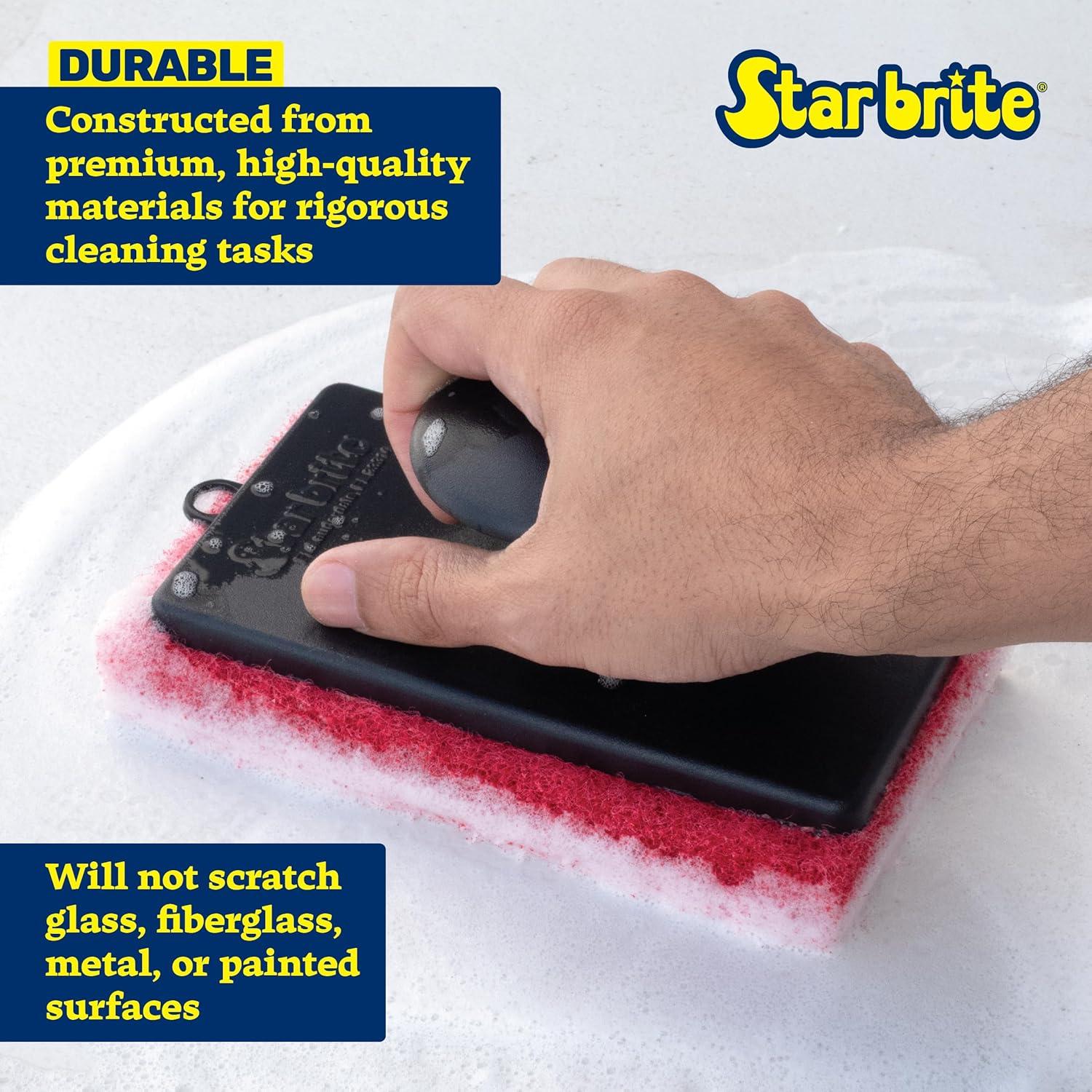 image:imageSTAR BRITE AllPurpose Medium Red Scrubber Pad Available in Medium Fine amp Coarse Textures with Ergonomic Handle for Boats Teak and Outdoor Cleaning 040021POne Size Pack of 6