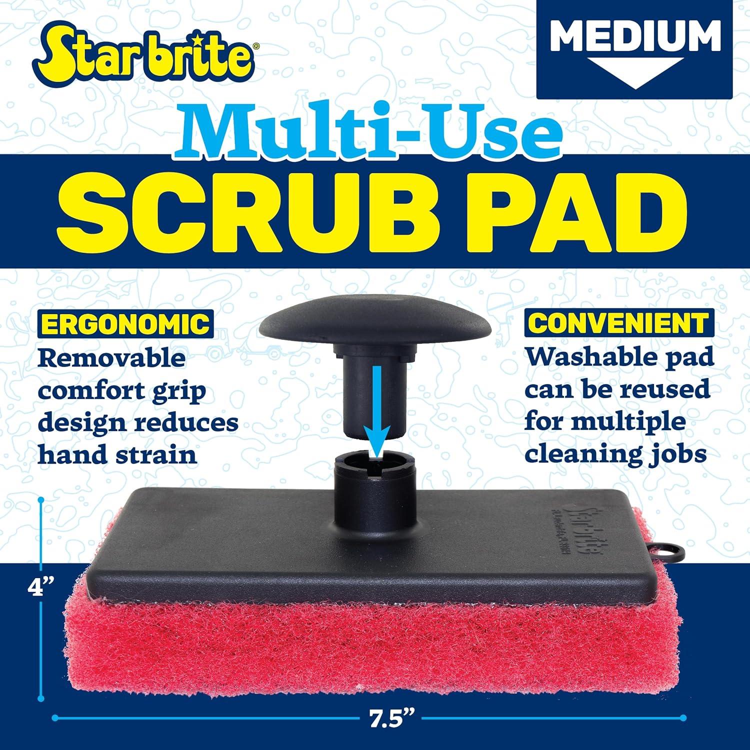 image:imageSTAR BRITE AllPurpose Medium Red Scrubber Pad Available in Medium Fine amp Coarse Textures with Ergonomic Handle for Boats Teak and Outdoor Cleaning 040021POne Size