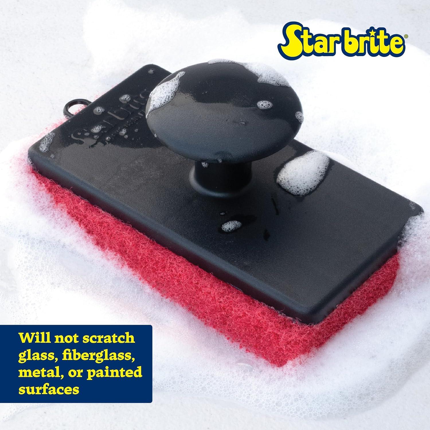 image:imageSTAR BRITE AllPurpose Medium Red Scrubber Pad Available in Medium Fine amp Coarse Textures with Ergonomic Handle for Boats Teak and Outdoor Cleaning 040021POne Size Pack of 6