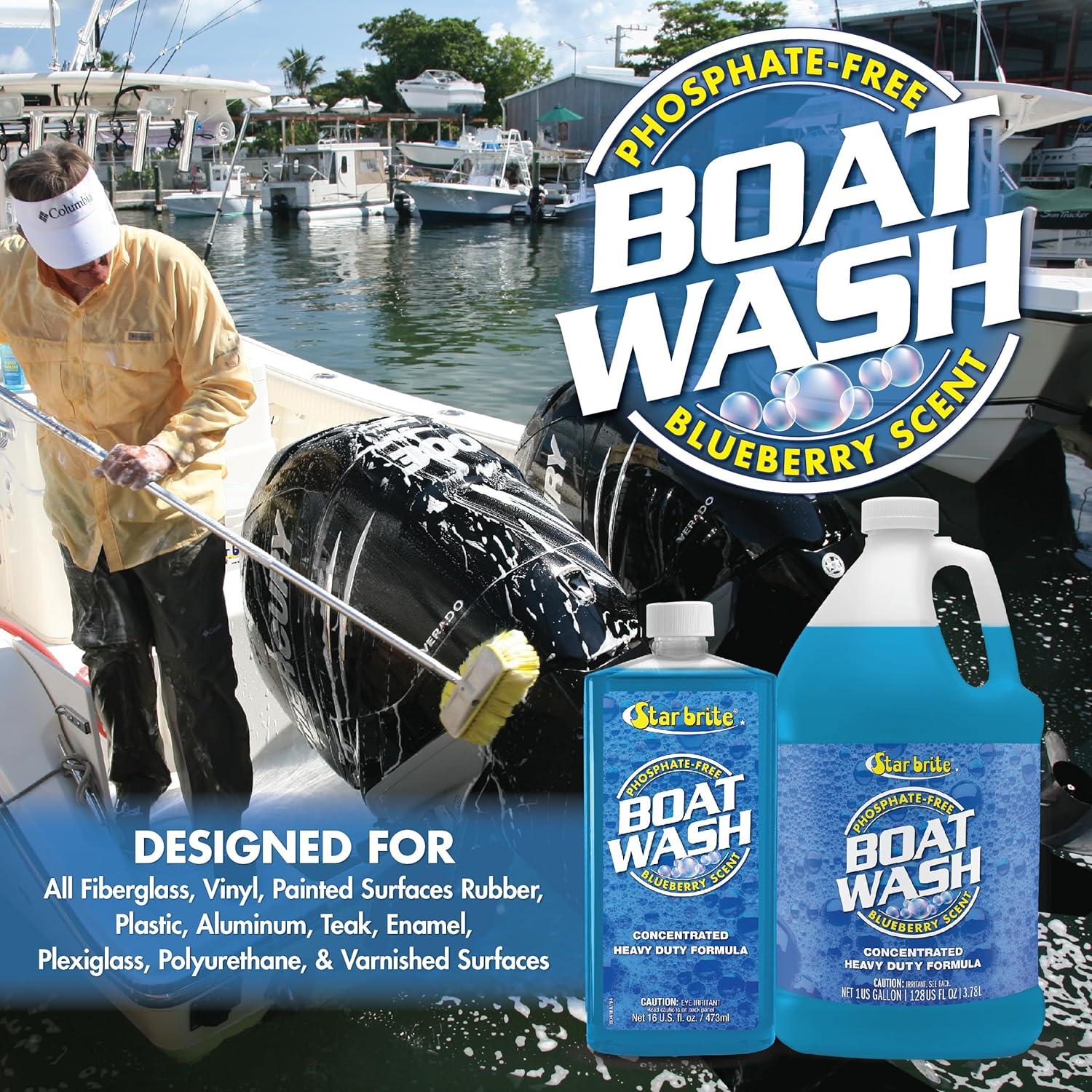 image:imageSTAR BRITE Concentrated Boat Wash HeavyDuty NonStreak Formula for Sparkling Hulls Decks Chrome and Fittings Fresh Blueberry Scent128 OZ Wash