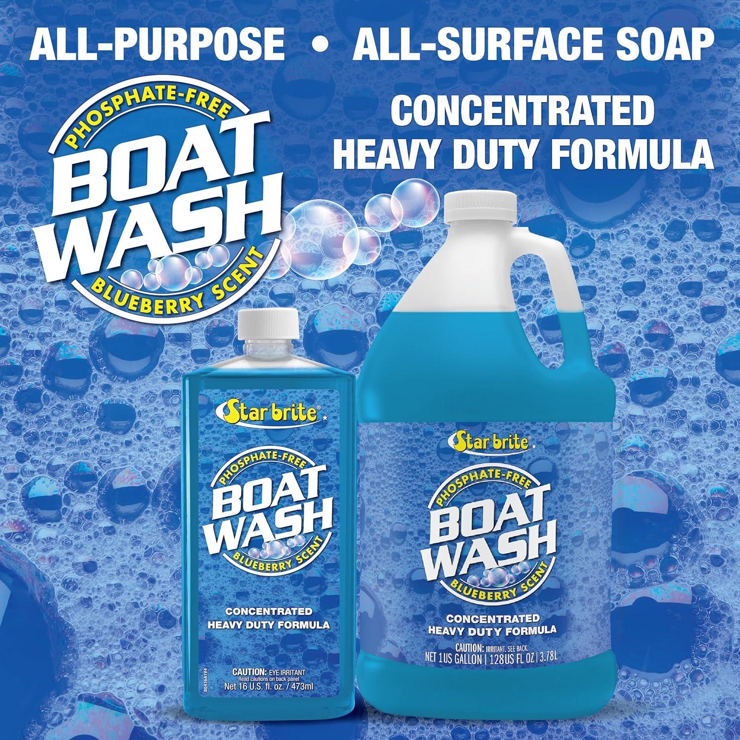 image:imageSTAR BRITE Concentrated Boat Wash HeavyDuty NonStreak Formula for Sparkling Hulls Decks Chrome and Fittings Fresh Blueberry Scent128 OZ Wash