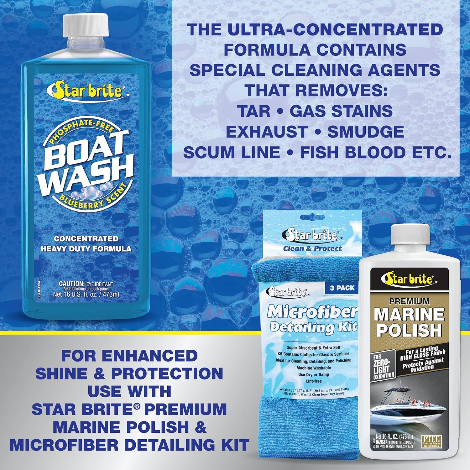 image:imageSTAR BRITE Concentrated Boat Wash HeavyDuty NonStreak Formula for Sparkling Hulls Decks Chrome and Fittings Fresh Blueberry Scent128 OZ Wash