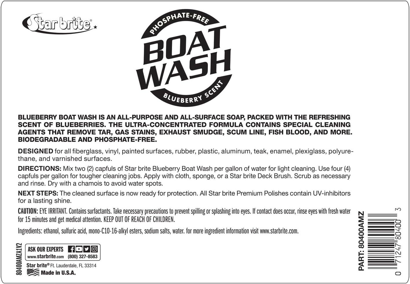 image:imageSTAR BRITE Concentrated Boat Wash HeavyDuty NonStreak Formula for Sparkling Hulls Decks Chrome and Fittings Fresh Blueberry Scent128 OZ Wash
