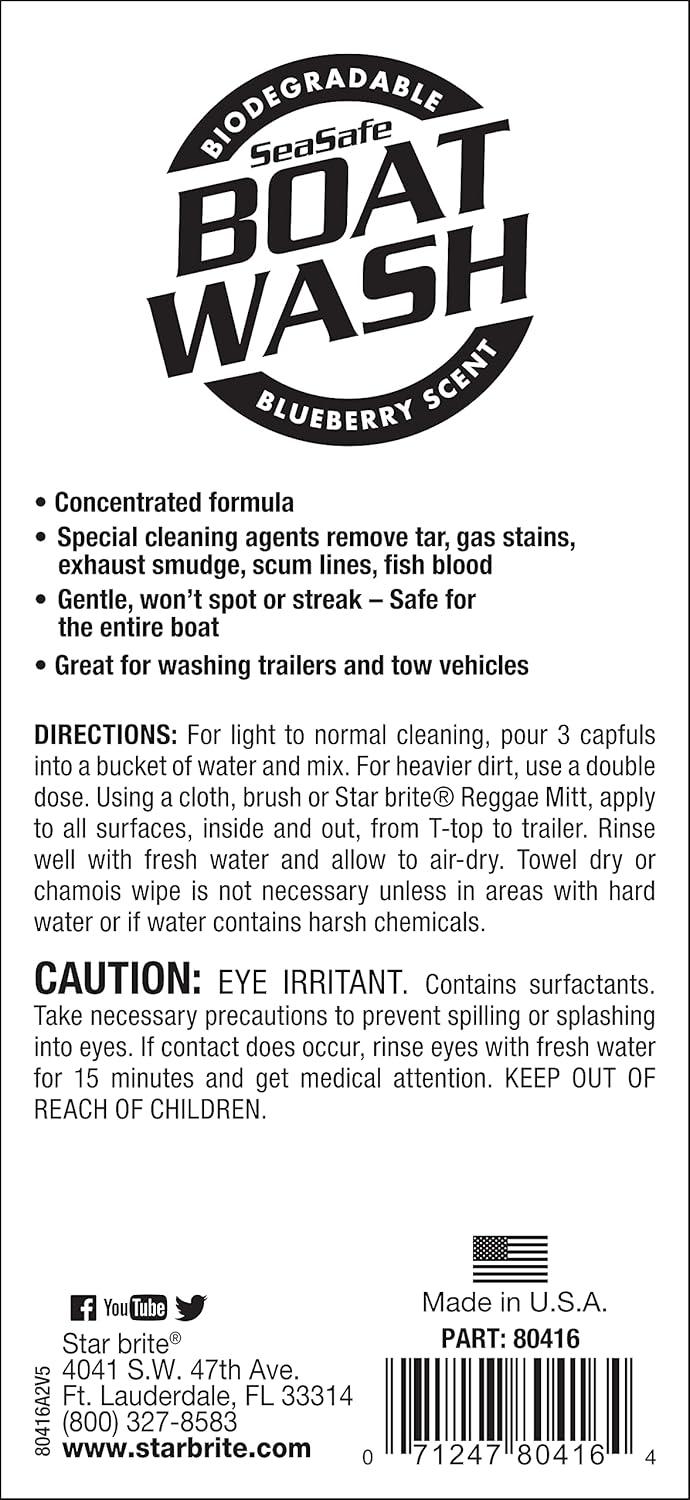 image:imageSTAR BRITE Concentrated Boat Wash HeavyDuty NonStreak Formula for Sparkling Hulls Decks Chrome and Fittings Fresh Blueberry Scent16 OZ Wash