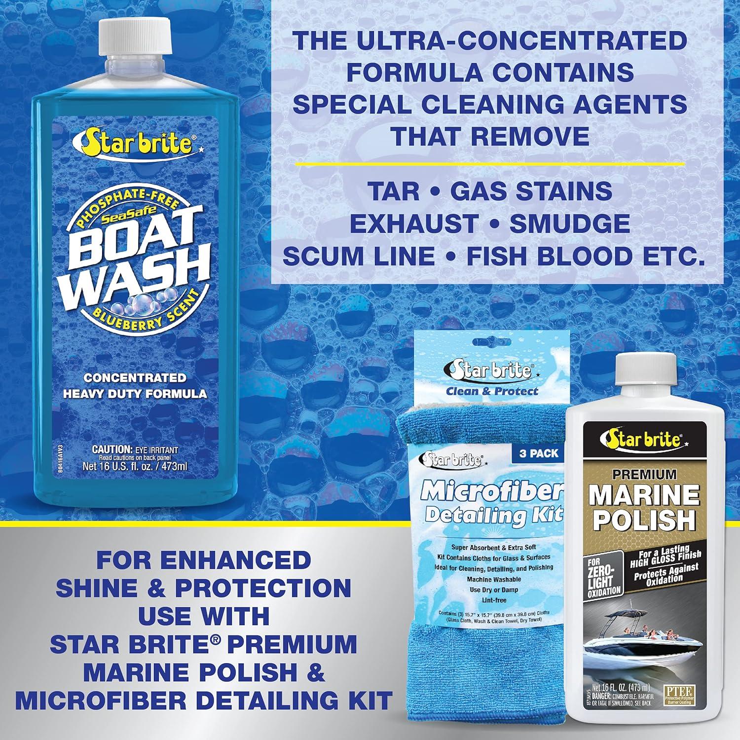 image:imageSTAR BRITE Concentrated Boat Wash HeavyDuty NonStreak Formula for Sparkling Hulls Decks Chrome and Fittings Fresh Blueberry Scent16 OZ Wash