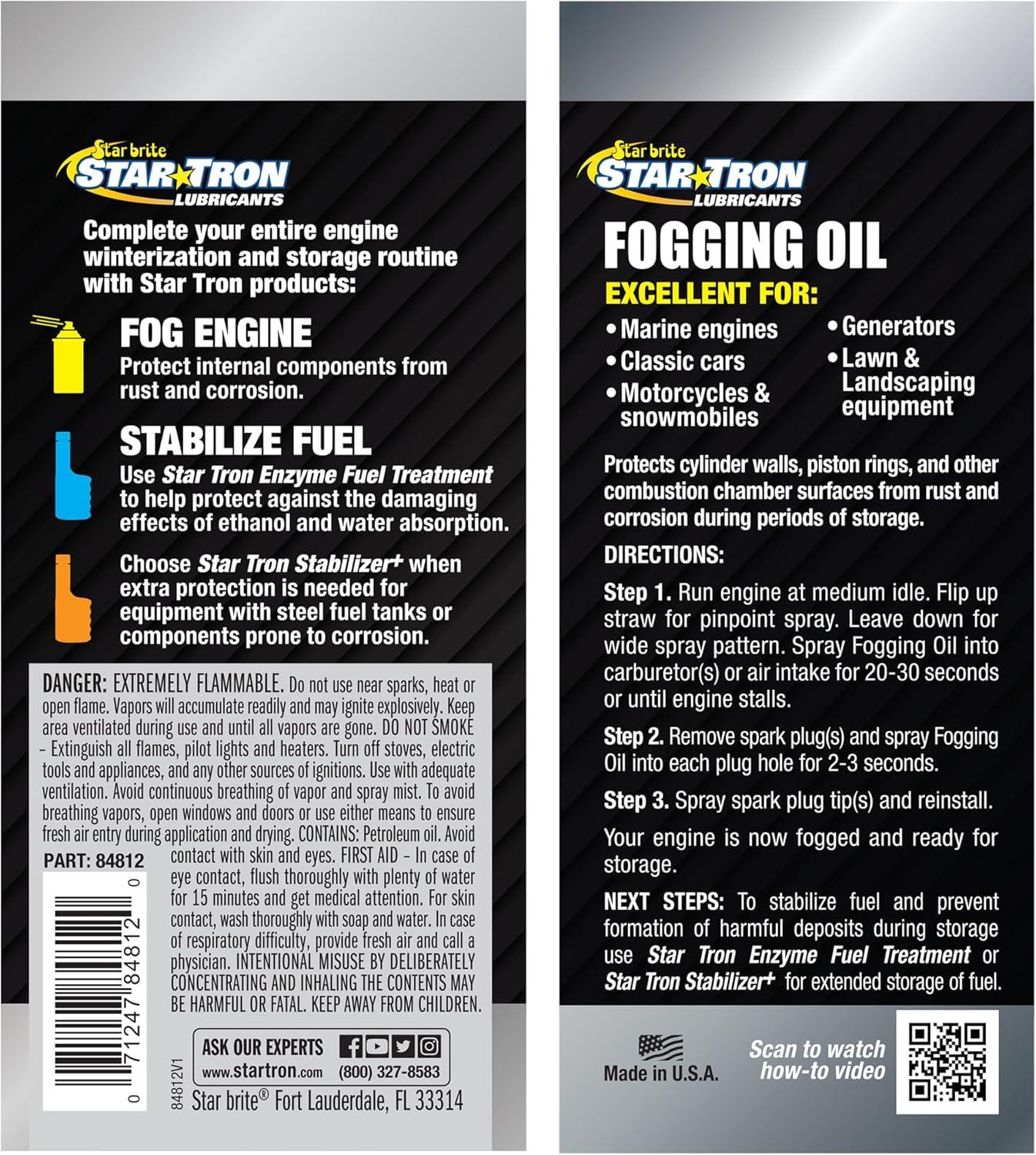 image:imageSTAR BRITE Fogging Oil Professional Grade Maximum Protection for All Engines in Seasonal or LongTerm Storage12 Pack