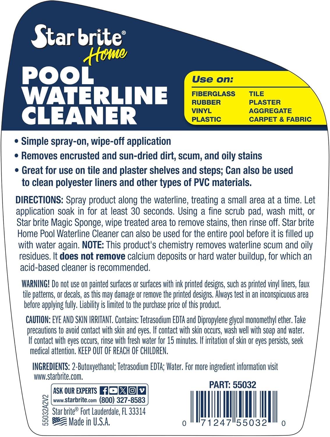 image:imageSTAR BRITE Home Pool Waterline Cleaner 32 oz Spray Scum Remover for Pool Liners Tiles amp Fiberglass Waterlines