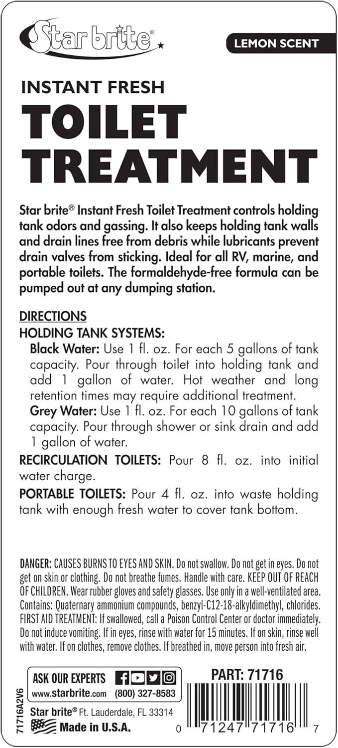 image:imageSTAR BRITE Instant Fresh Toilet Treatment Concentrate Eliminates amp Prevents Holding Tank Odors Biodegradable Lemon Scent 16 OZ 071716Clear