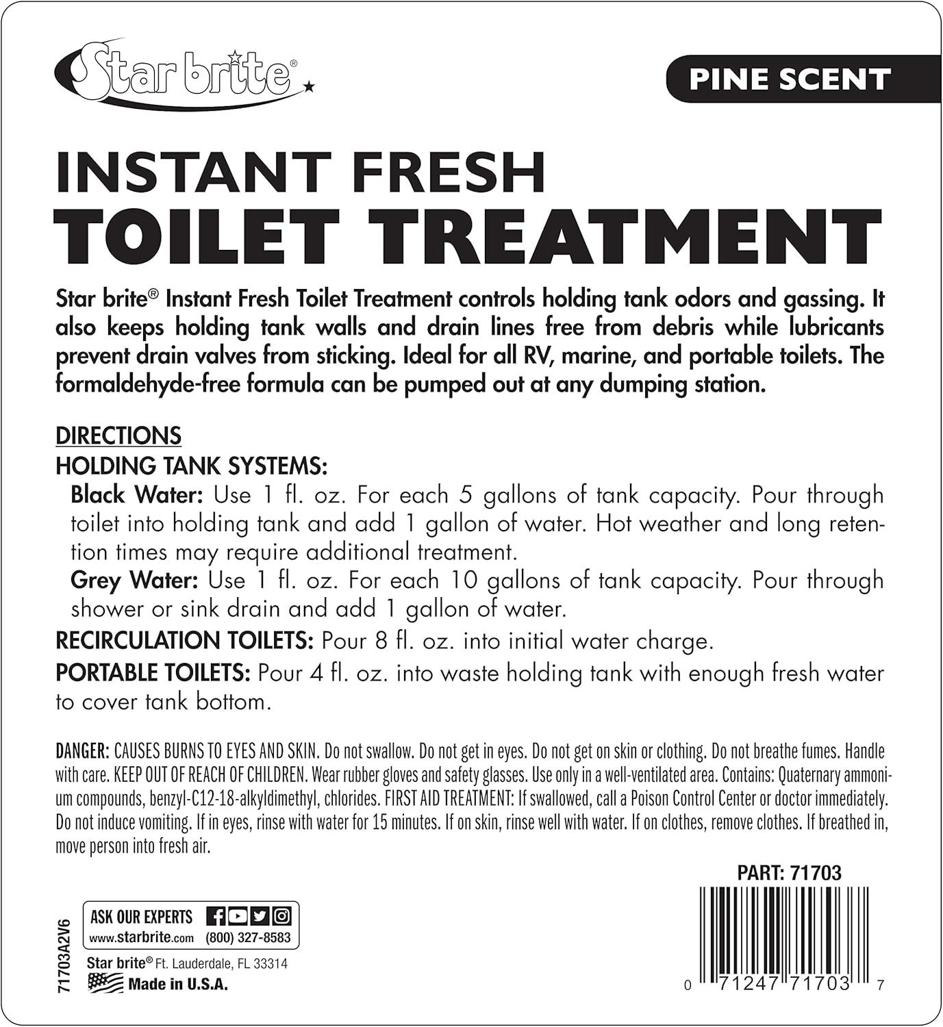 image:imageSTAR BRITE Instant Fresh Toilet Treatment Concentrate Eliminates amp Prevents Holding Tank Odors Biodegradable Lemon Scent 16 OZ 071716Clear