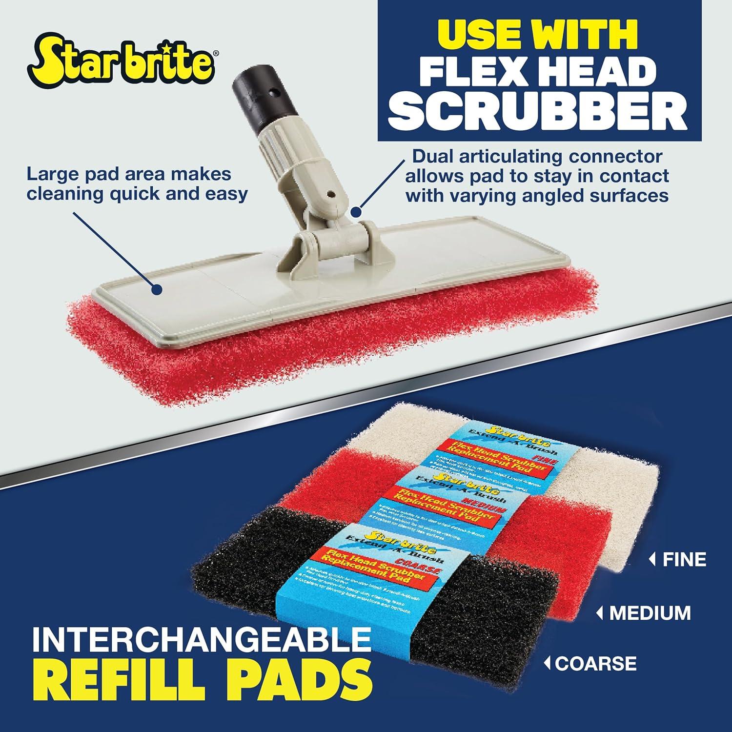 image:imageSTAR BRITE Large Scrub Pad with Flexible Head Scrubber Medium Texture Red Attach to Extension Handle for an Extra 310 of Reach 040124Black Scrubber Coarse