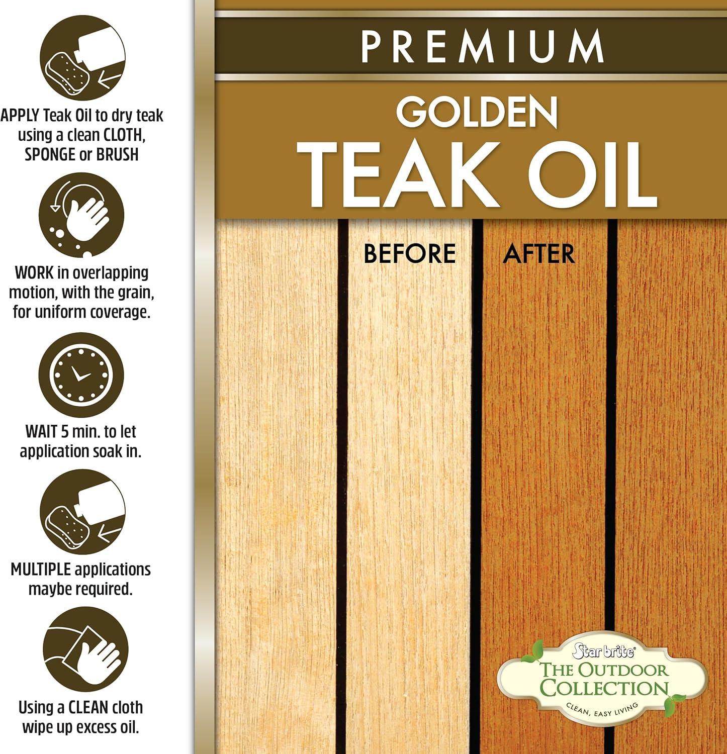image:imageSTAR BRITE Outdoor Collection Premium Golden Teak Oil for Use On All Teak amp Fine Woods Ultimate Protection from Sun amp Harsh Weather 16 OZ 052216Complete Kit