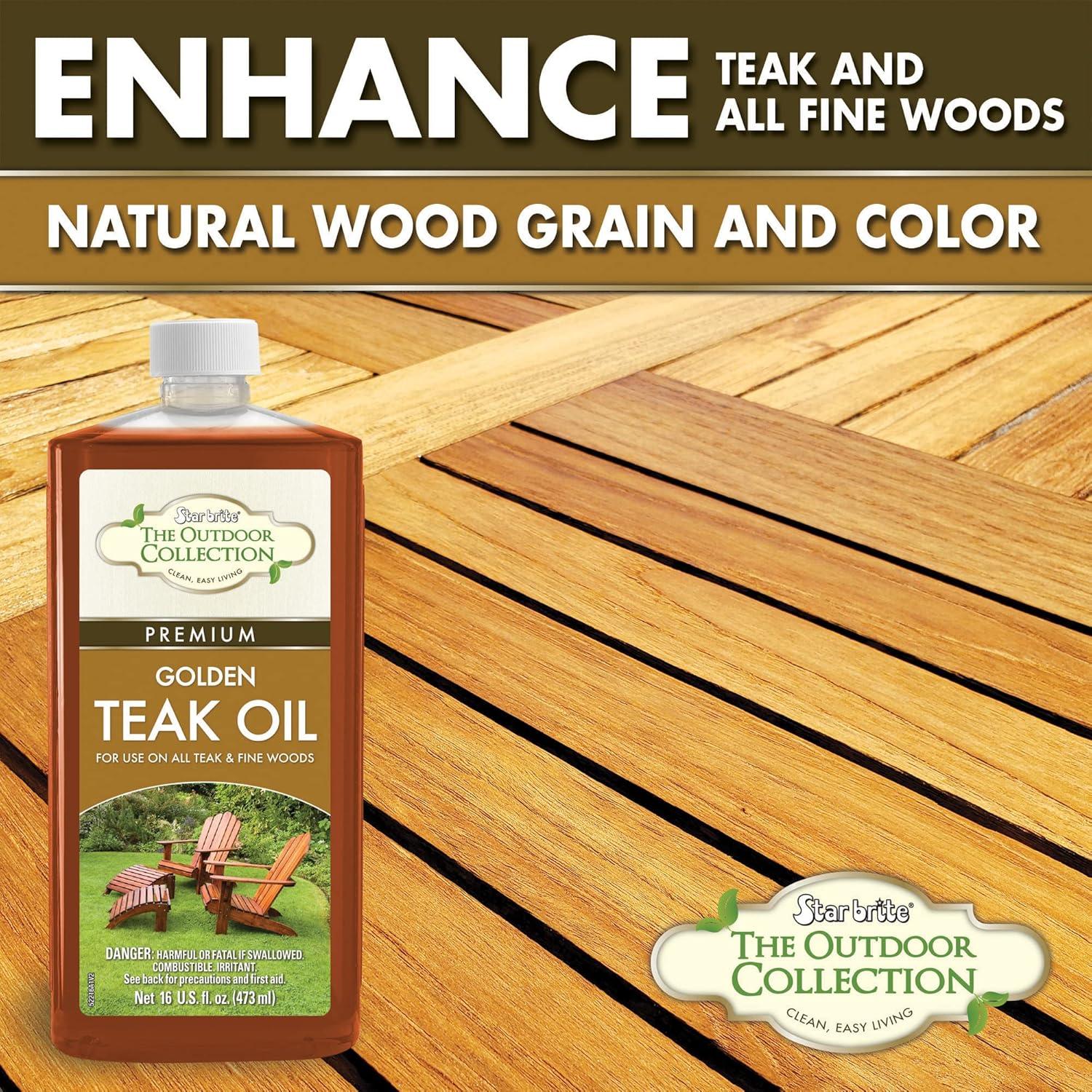 image:imageSTAR BRITE Outdoor Collection Premium Golden Teak Oil for Use On All Teak amp Fine Woods Ultimate Protection from Sun amp Harsh Weather 16 OZ 05221616 OZ Teak Oil