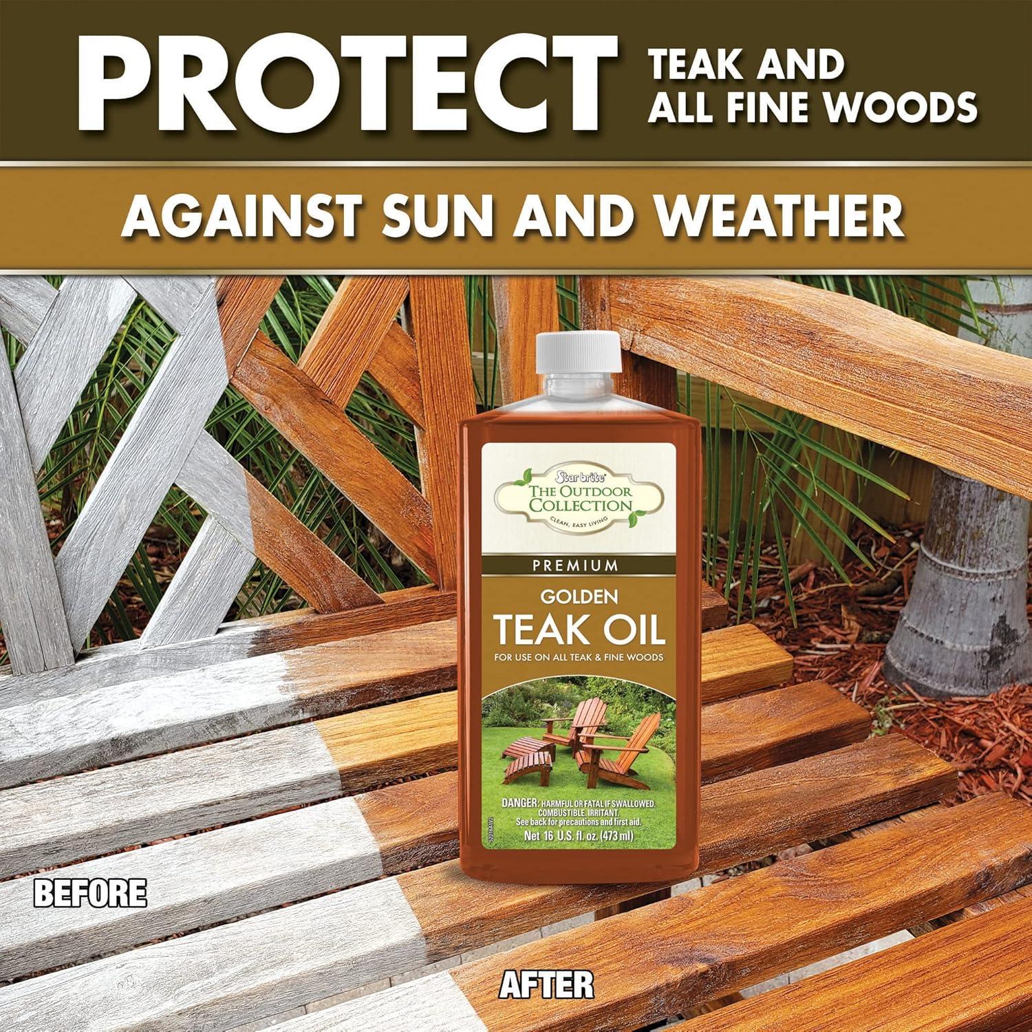 image:imageSTAR BRITE Outdoor Collection Premium Golden Teak Oil for Use On All Teak amp Fine Woods Ultimate Protection from Sun amp Harsh Weather 16 OZ 05221616 OZ Teak Oil