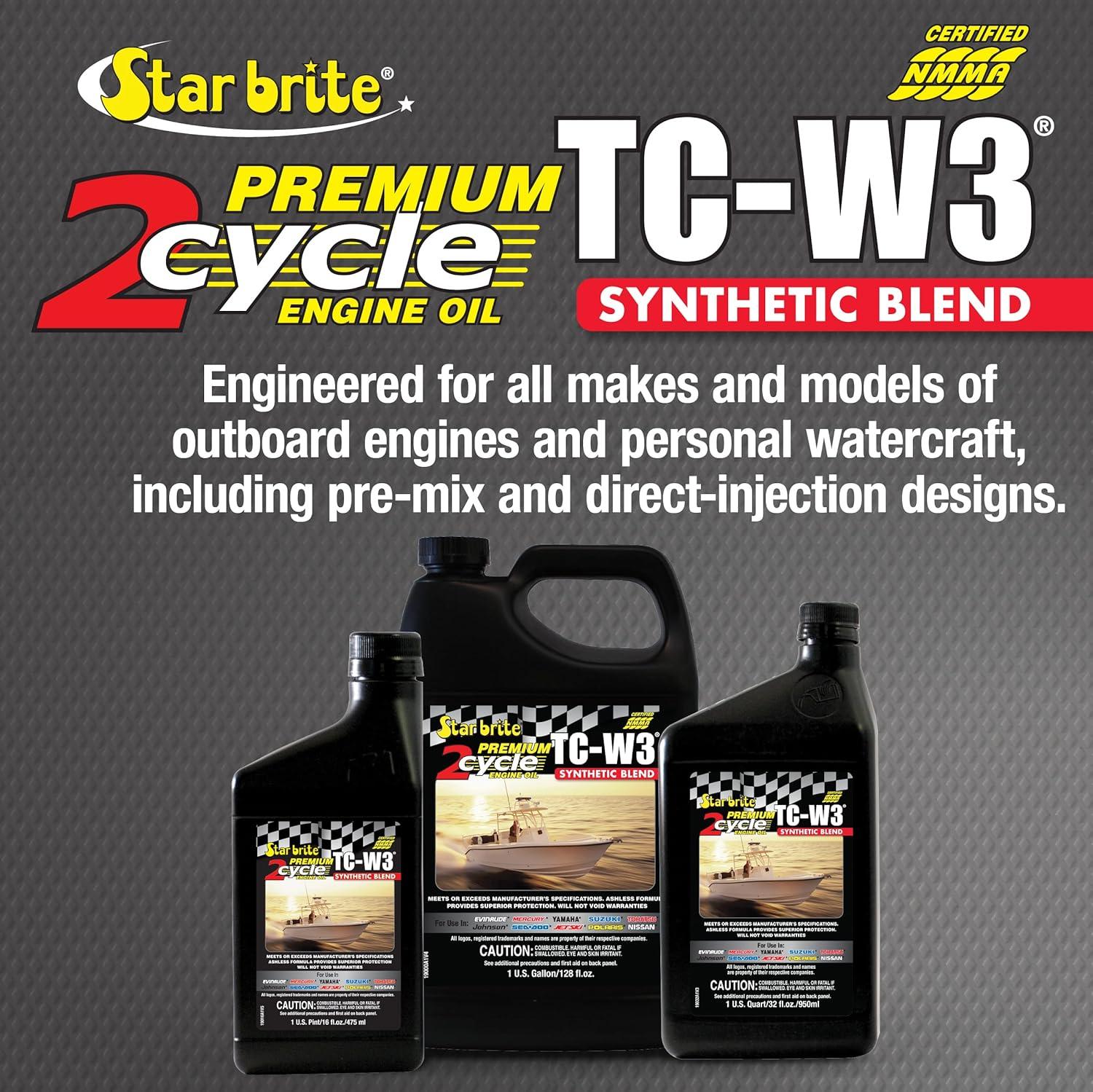 image:imageSTAR BRITE Premium 2Cycle Engine Oil TCW3 HighGrade Synthetic Blend for All 2Stroke Outboard Motors Personal Watercraft amp HighPerformance Engines1 Gallon