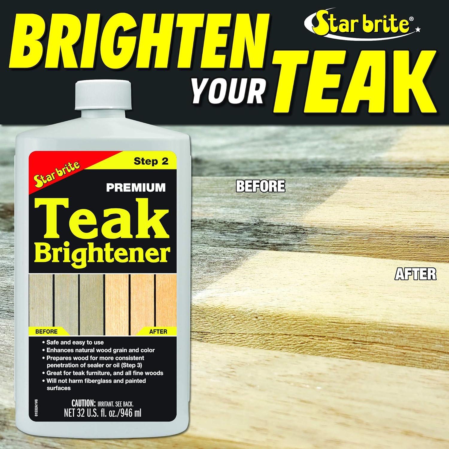 image:imageSTAR BRITE Premium Teak Brightener Enhances Natural Wood Grain amp Restores Tone amp Color While Preparing for a More Consistent Application of Teak Oil Sealer or Stain32 Ounce