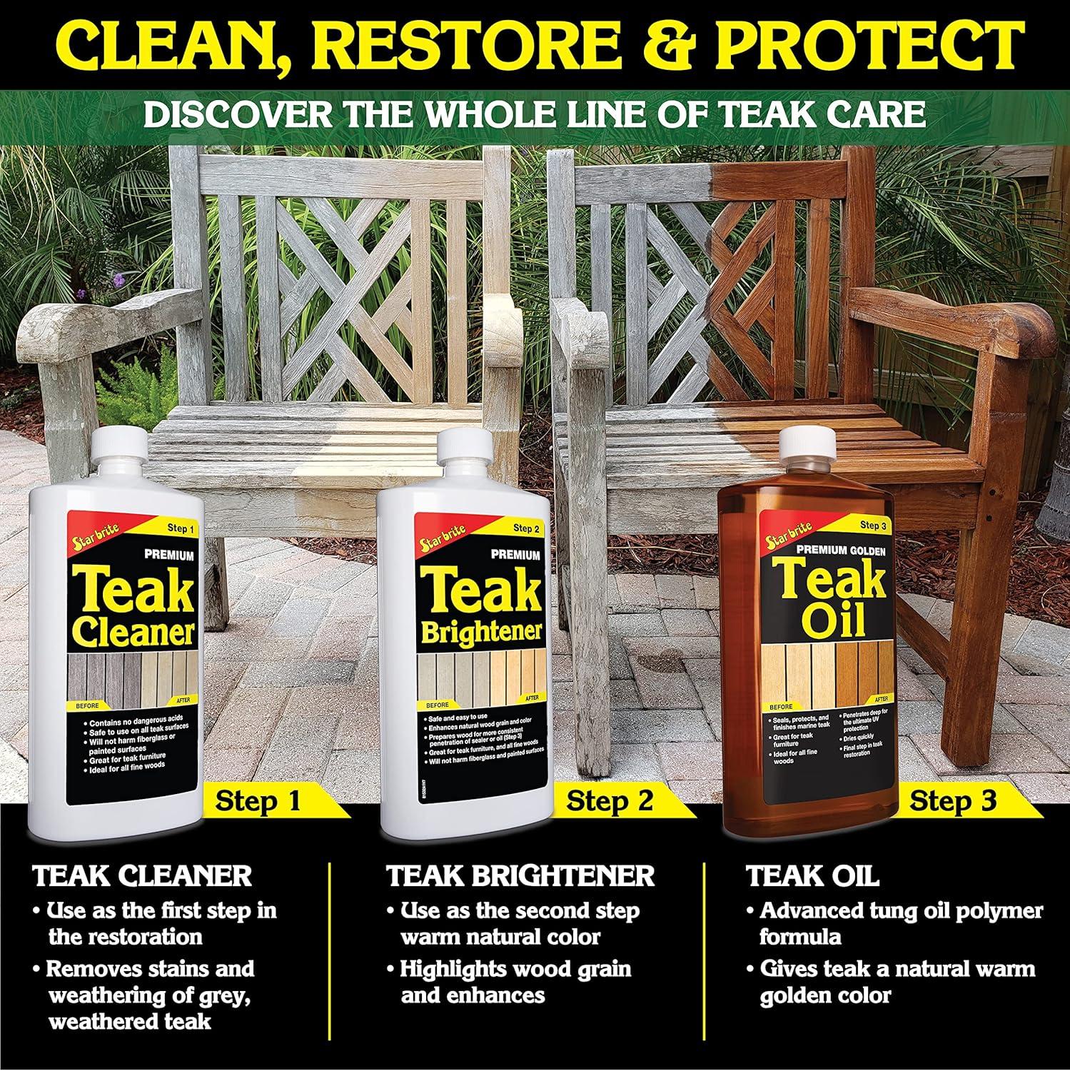 image:imageSTAR BRITE Premium Teak Cleaner Restore Renew amp Refresh Old Weathered Gray Teak Furniture amp Other Fine Woods Step 116 OZ 081416128 oz