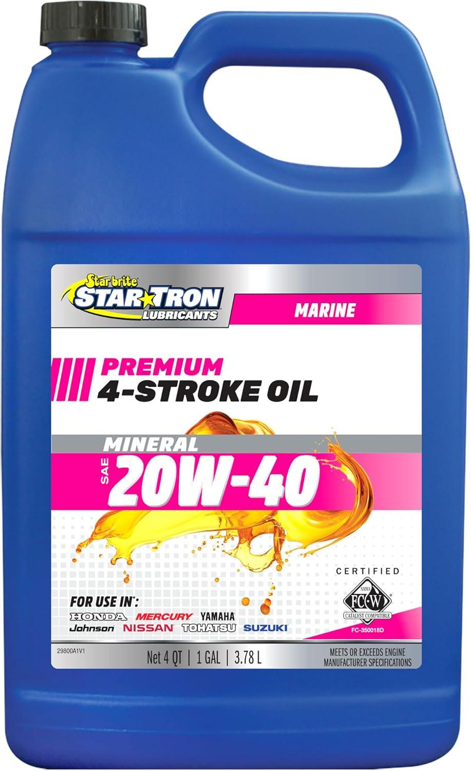 image:imageSTAR BRITE Star Tron Premium 4 Stroke Marine Oil 10W30 Synthetic Blend Engine Oil for Outboards Gasoline Inboards amp Stern Drives NMMA FCW Certified 1 GAL 02810020W40