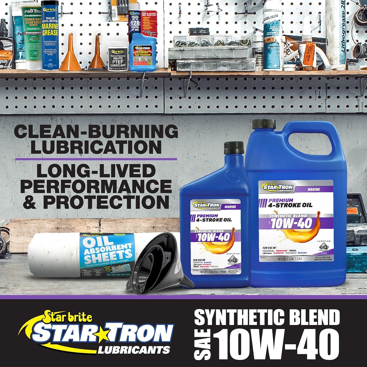 image:imageSTAR BRITE Star Tron Premium 4 Stroke Marine Oil 10W30 Synthetic Blend Engine Oil for Outboards Gasoline Inboards amp Stern Drives NMMA FCW Certified 1 GAL 02810010w40