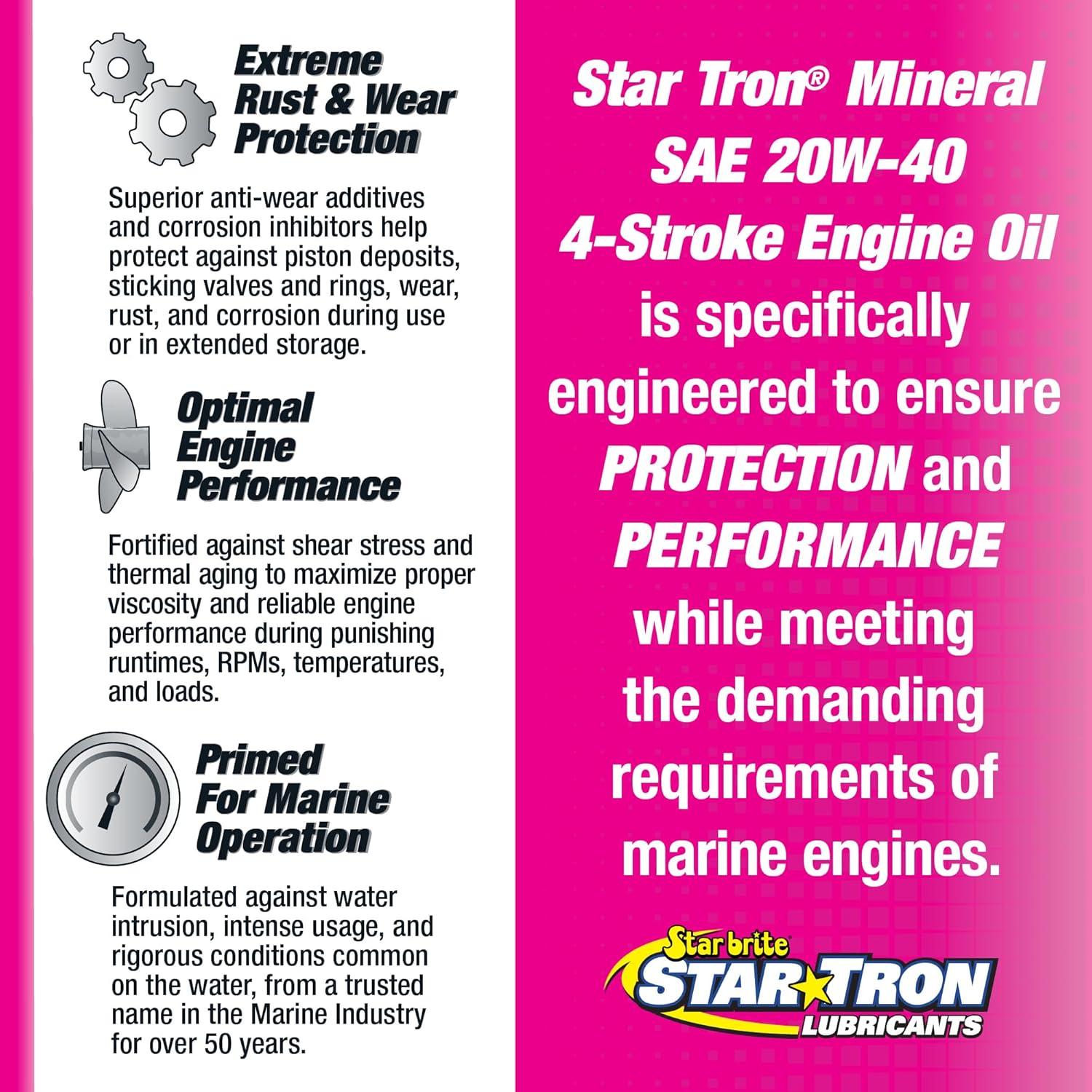 image:imageSTAR BRITE Star Tron Premium 4 Stroke Marine Oil 10W30 Synthetic Blend Engine Oil for Outboards Gasoline Inboards amp Stern Drives NMMA FCW Certified 1 GAL 02810020W40