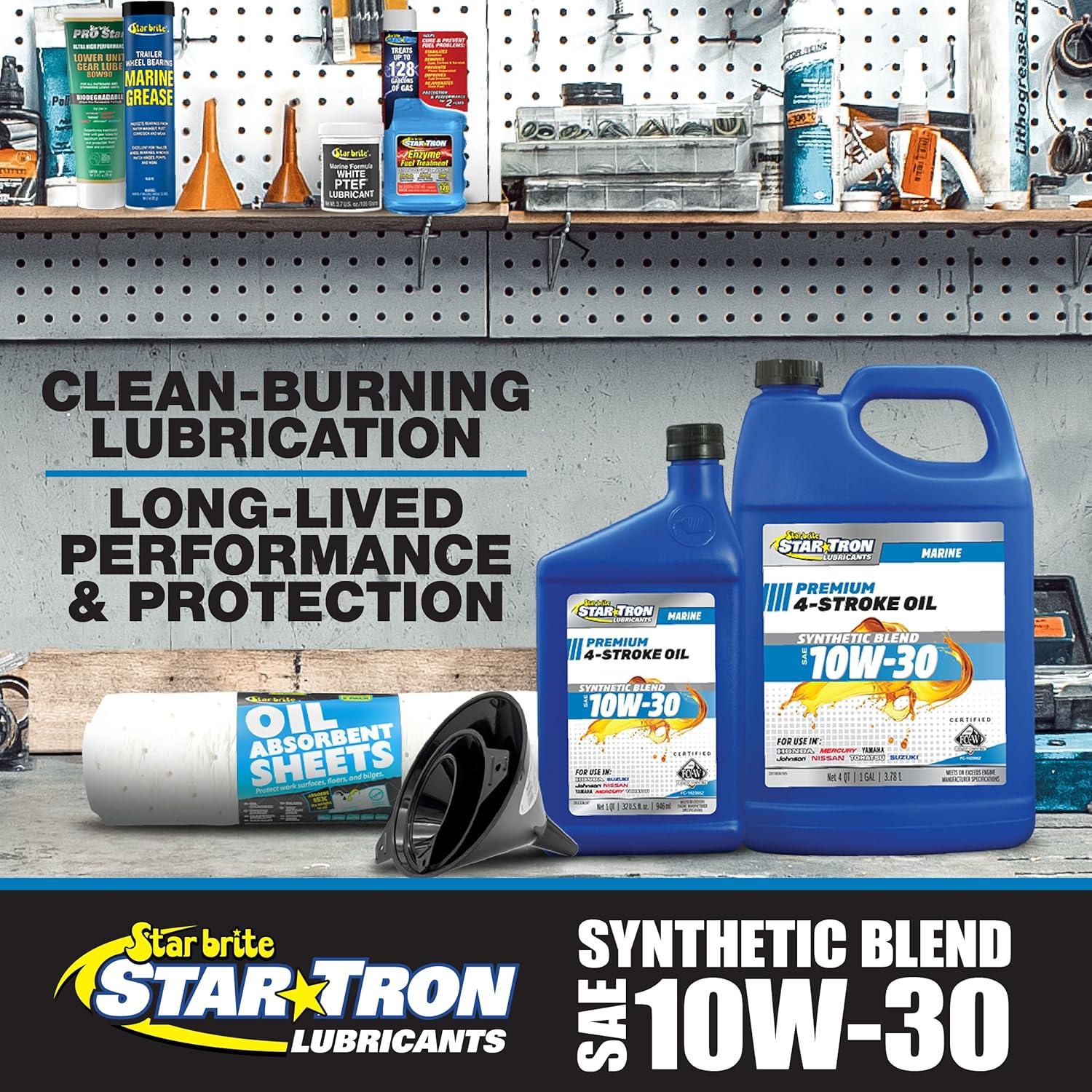 image:imageSTAR BRITE Star Tron Premium 4 Stroke Marine Oil 10W30 Synthetic Blend Engine Oil for Outboards Gasoline Inboards amp Stern Drives NMMA FCW Certified 1 GAL 02810010w30
