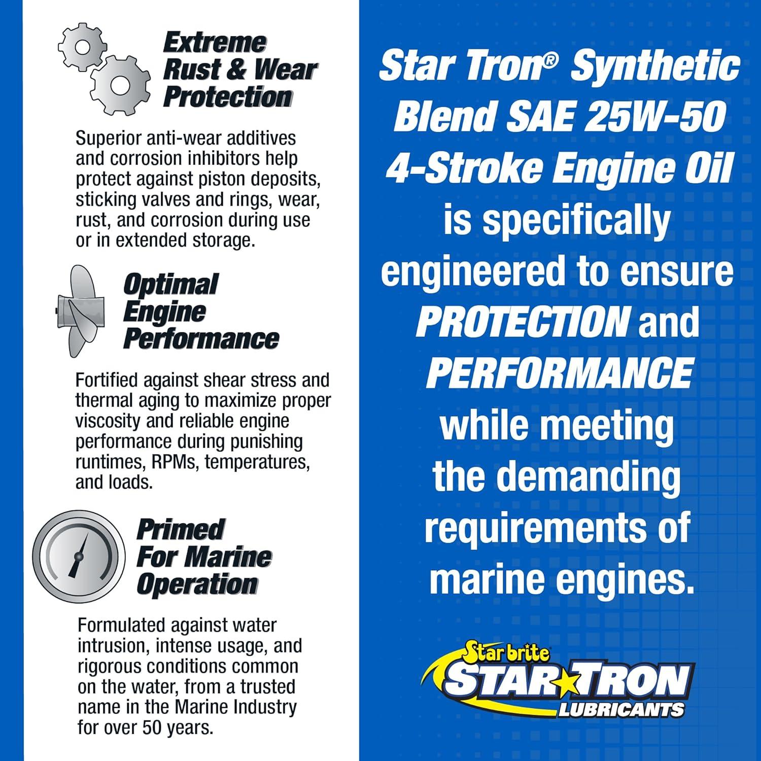 image:imageSTAR BRITE Star Tron Premium 4 Stroke Marine Oil 10W30 Synthetic Blend Engine Oil for Outboards Gasoline Inboards amp Stern Drives NMMA FCW Certified 1 GAL 02810025W50