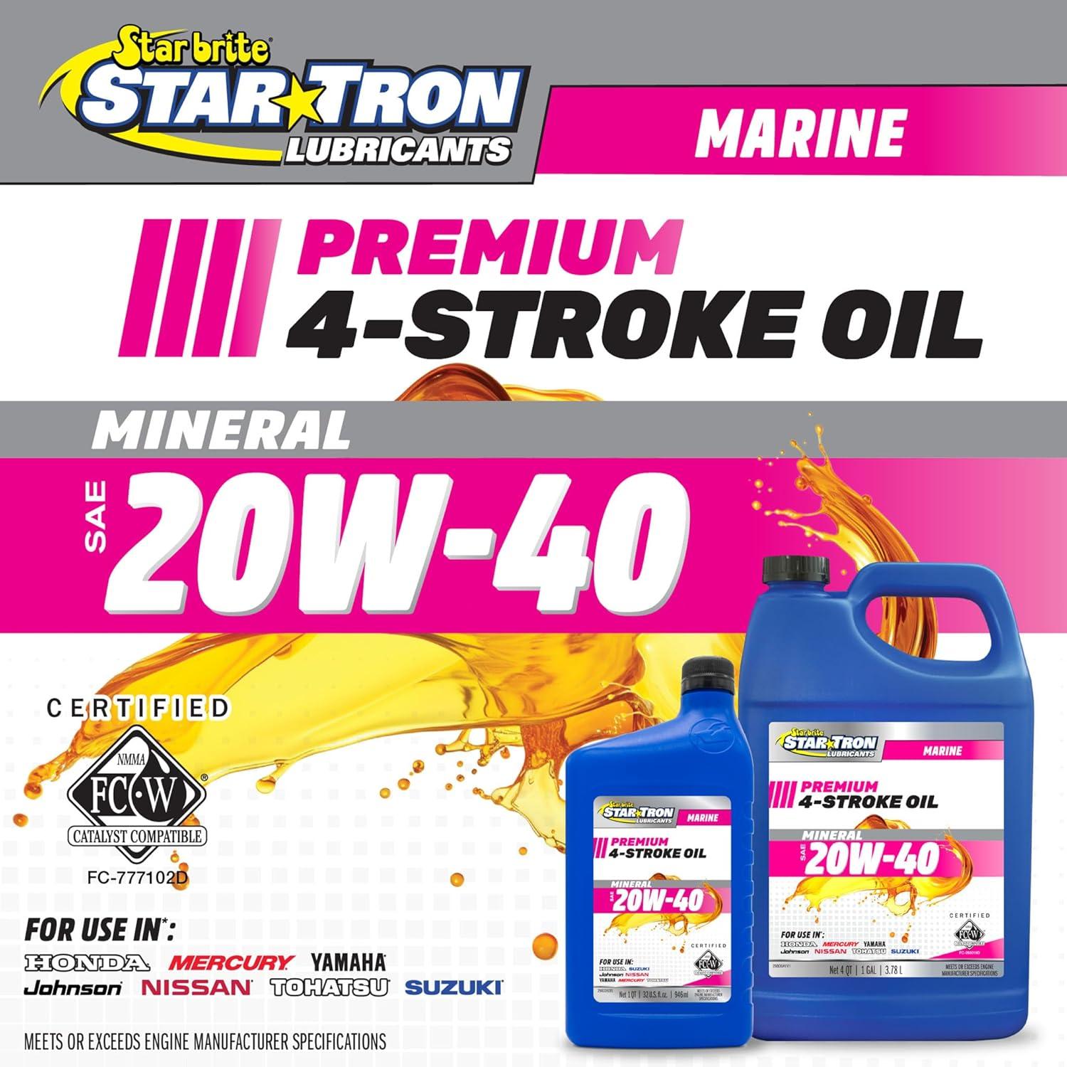 image:imageSTAR BRITE Star Tron Premium 4 Stroke Marine Oil 10W30 Synthetic Blend Engine Oil for Outboards Gasoline Inboards amp Stern Drives NMMA FCW Certified 1 GAL 02810020W40