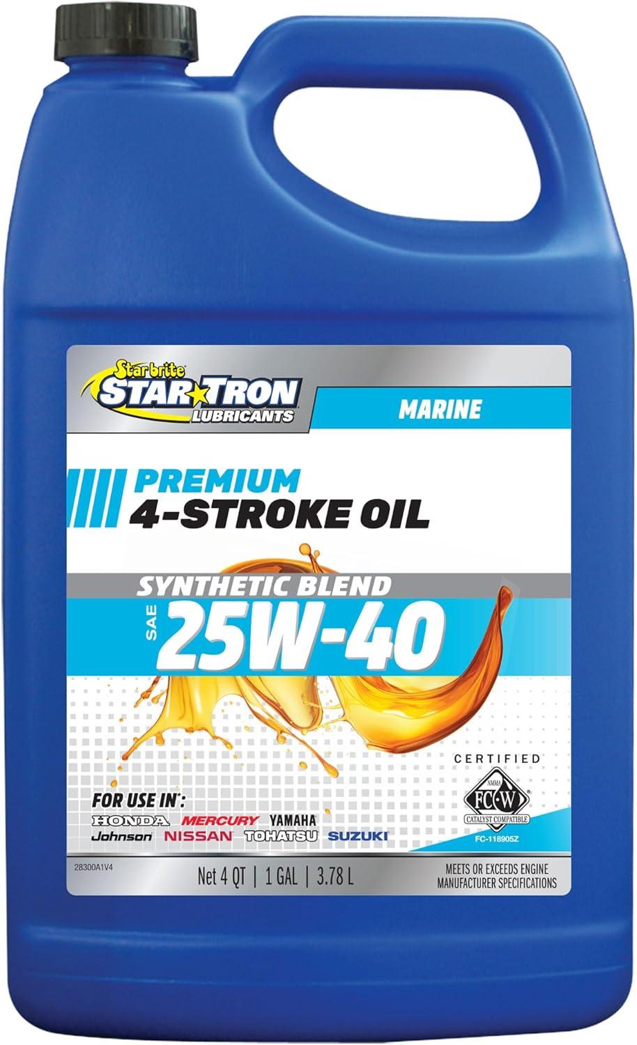 image:imageSTAR BRITE Star Tron Premium 4 Stroke Marine Oil 10W30 Synthetic Blend Engine Oil for Outboards Gasoline Inboards amp Stern Drives NMMA FCW Certified 1 GAL 02810025w40