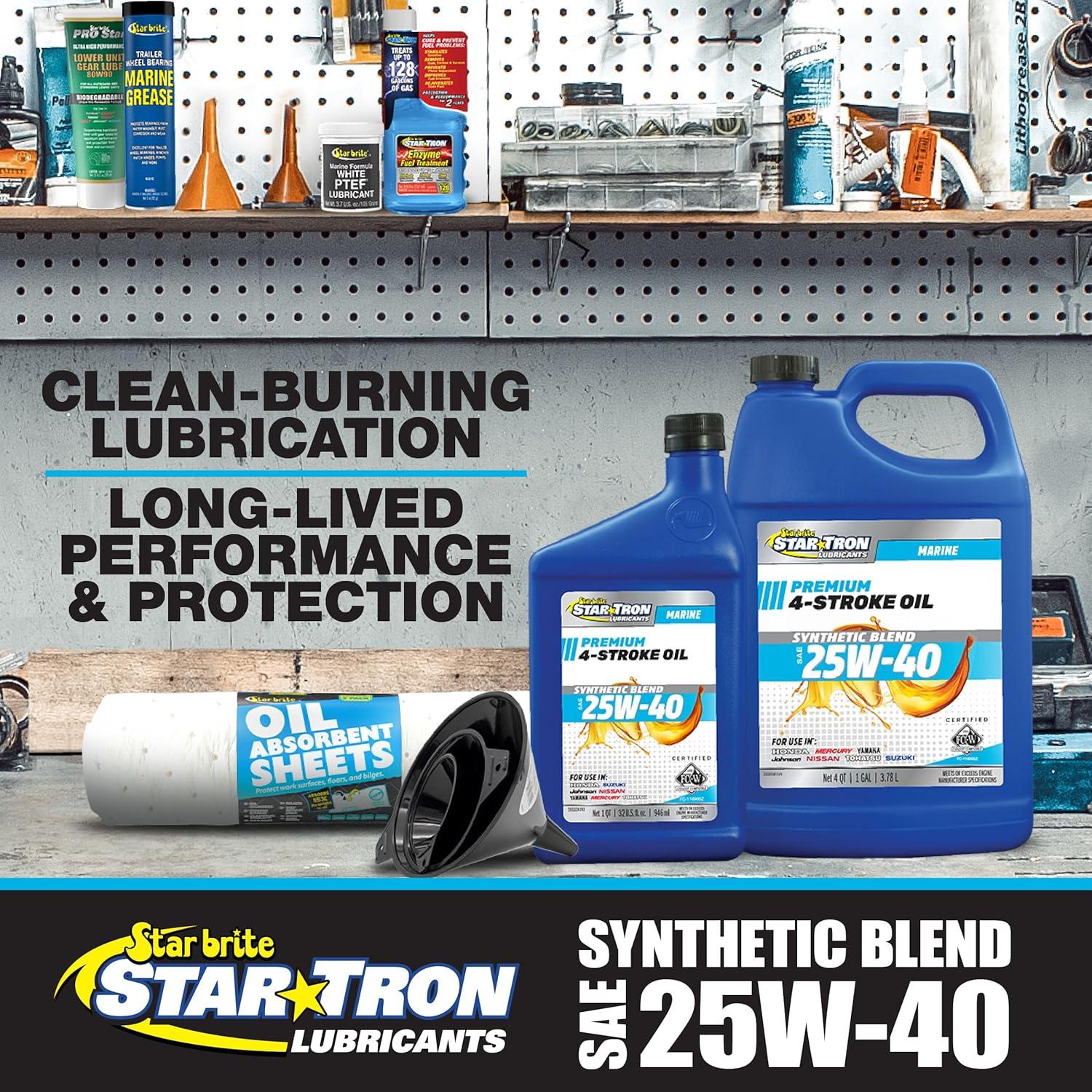 image:imageSTAR BRITE Star Tron Premium 4 Stroke Marine Oil 10W30 Synthetic Blend Engine Oil for Outboards Gasoline Inboards amp Stern Drives NMMA FCW Certified 1 GAL 02810025w40