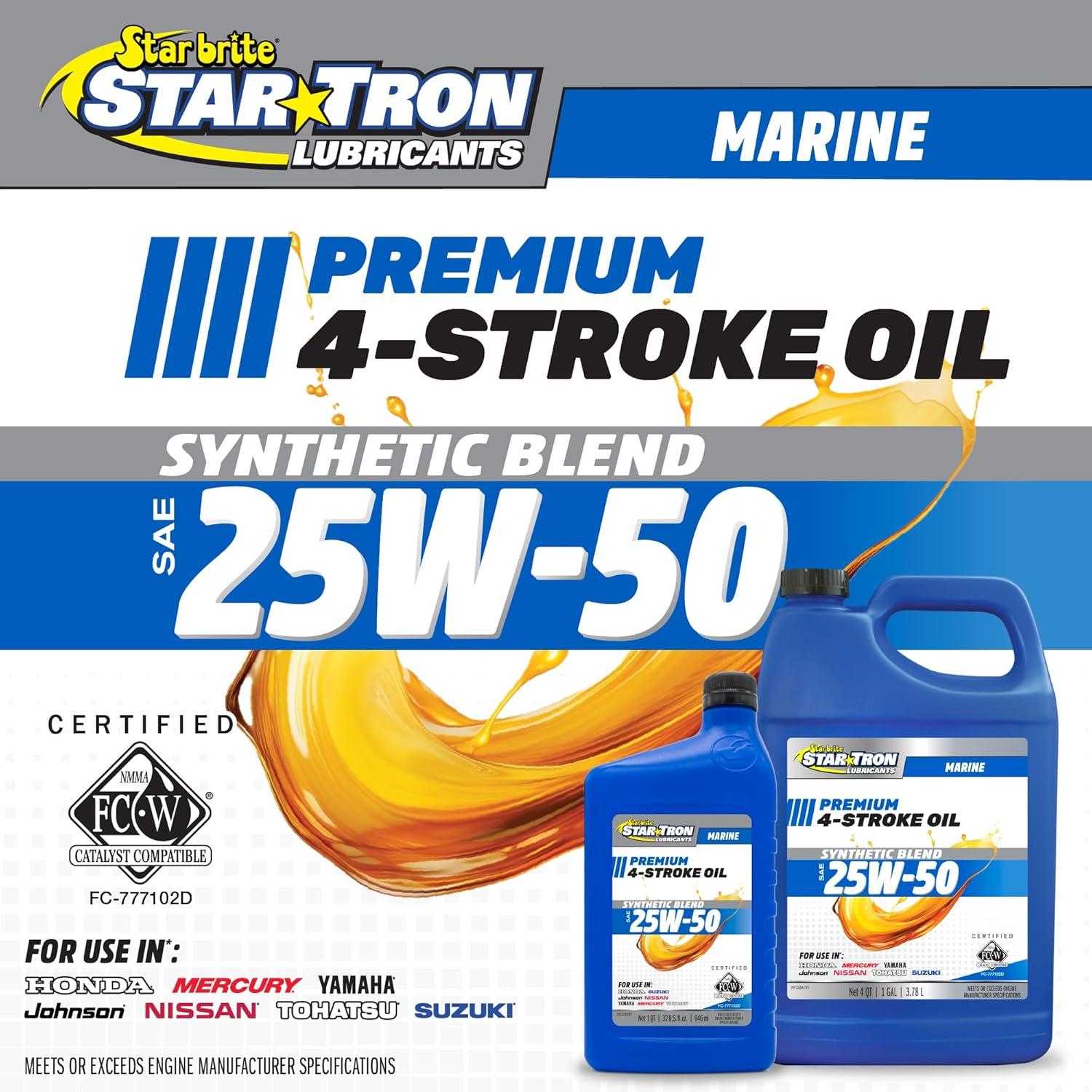 image:imageSTAR BRITE Star Tron Premium 4 Stroke Marine Oil 10W30 Synthetic Blend Engine Oil for Outboards Gasoline Inboards amp Stern Drives NMMA FCW Certified 1 GAL 02810025W50