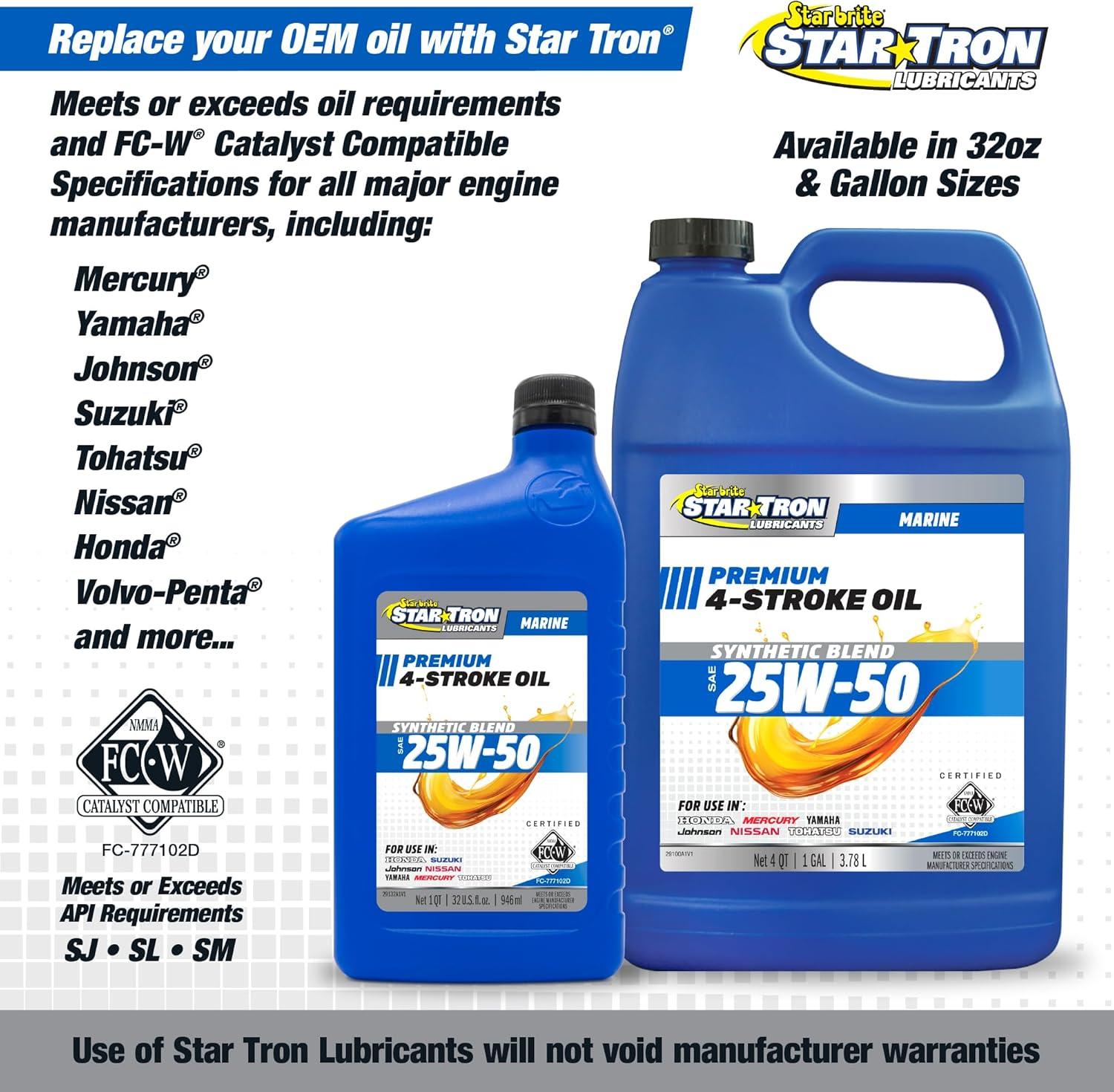 image:imageSTAR BRITE Star Tron Premium 4 Stroke Marine Oil 10W30 Synthetic Blend Engine Oil for Outboards Gasoline Inboards amp Stern Drives NMMA FCW Certified 1 GAL 02810025W50