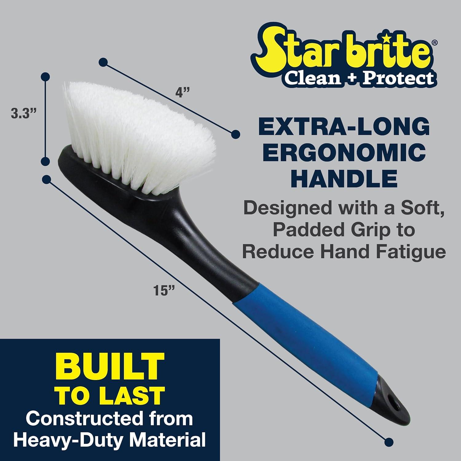 image:imageSTAR BRITE Stiff Deck Brush with Long Handle HeavyDuty MarineGrade Scrubber for Boats Decks amp HardtoReach Areas 040115