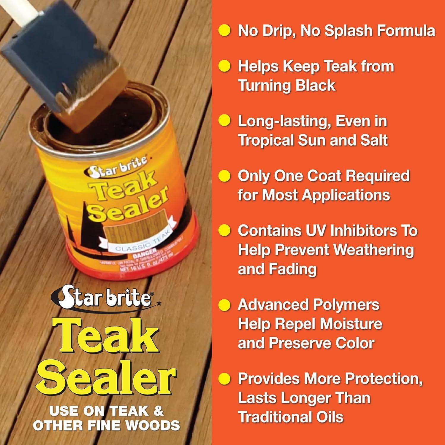 image:imageSTAR BRITE Teak Sealer No Drip No Splash Formula OneCoat Durable Protection for All Fine Woods Perfect for Outdoor Furniture amp Marine Use Classic Teak 32 OZ 088032Clear