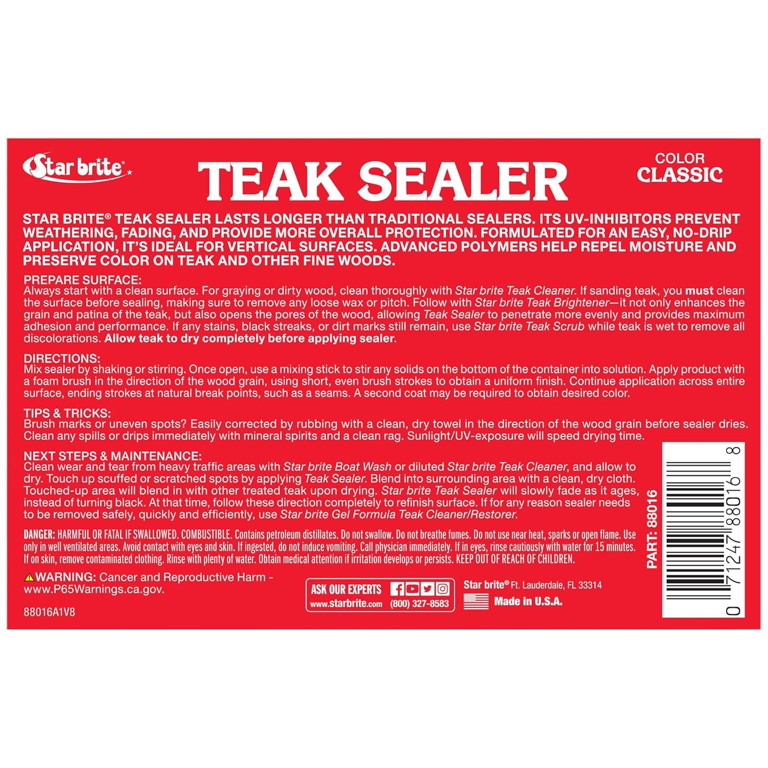 image:imageSTAR BRITE Teak Sealer No Drip No Splash Formula OneCoat Durable Protection for All Fine Woods Perfect for Outdoor Furniture amp Marine Use Classic Teak 32 OZ 088032Clear
