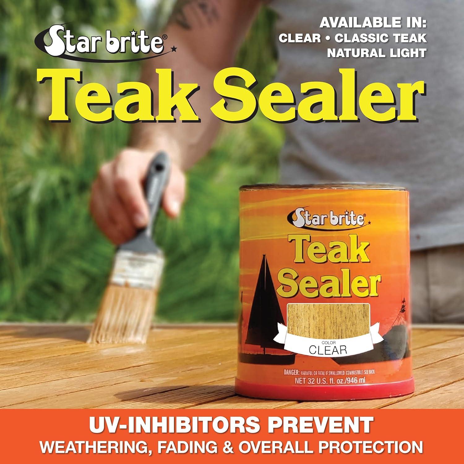 image:imageSTAR BRITE Teak Sealer No Drip No Splash Formula OneCoat Durable Protection for All Fine Woods Perfect for Outdoor Furniture amp Marine Use Classic Teak 32 OZ 088032Clear