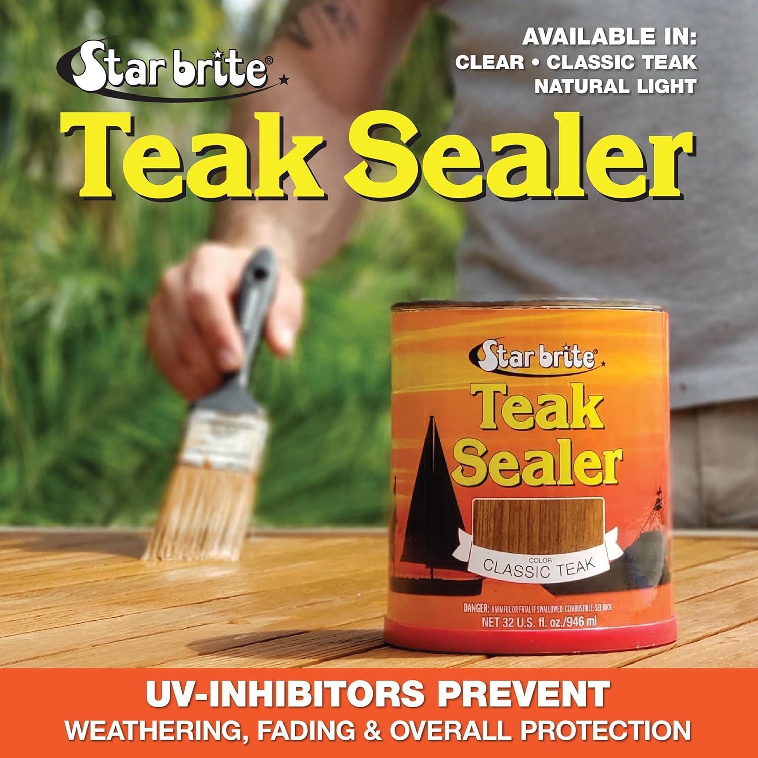 image:imageSTAR BRITE Teak Sealer No Drip No Splash Formula OneCoat Durable Protection for All Fine Woods Perfect for Outdoor Furniture amp Marine Use Classic Teak 32 OZ 088032Clear