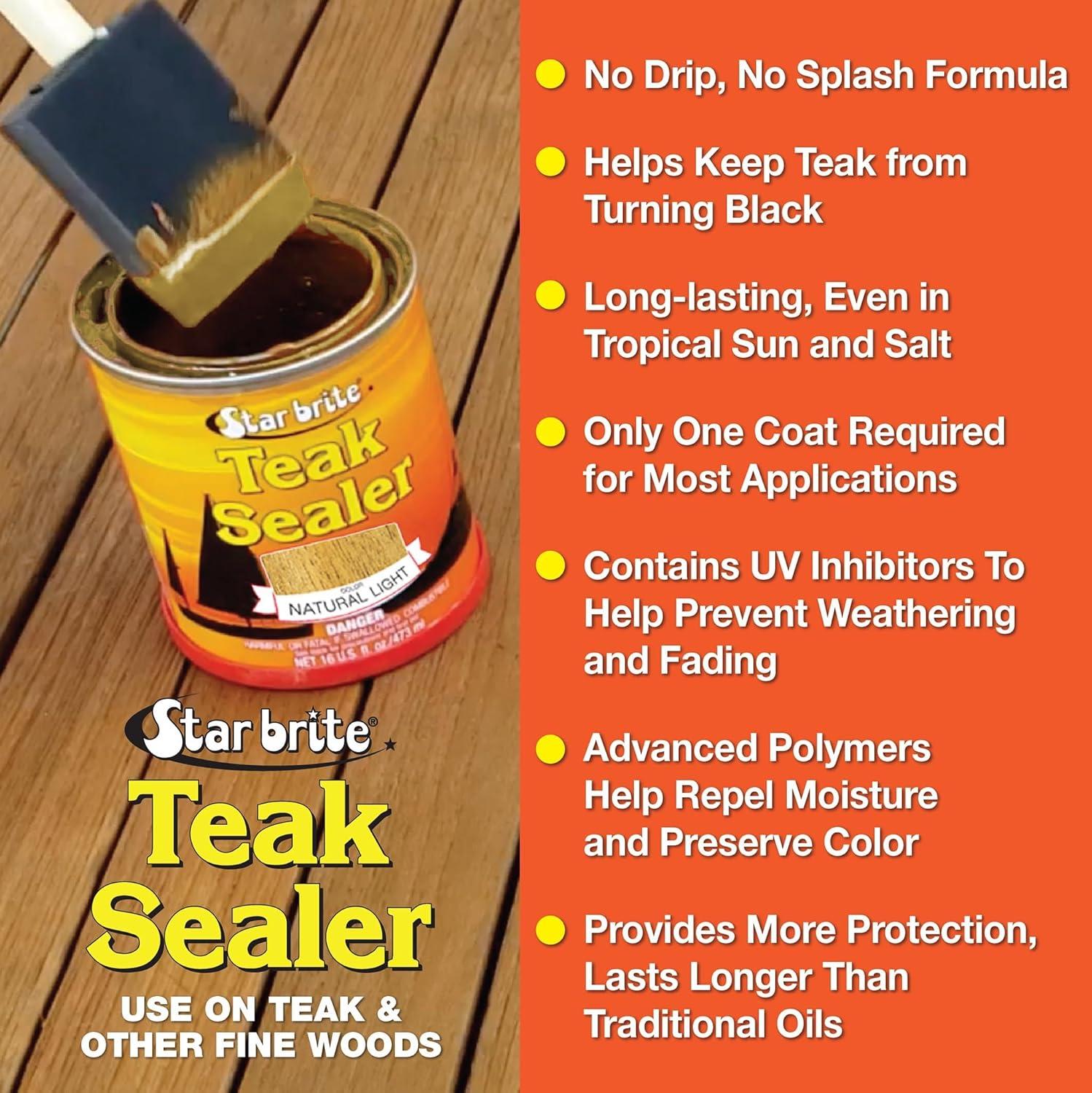image:imageSTAR BRITE Teak Sealer No Drip No Splash Formula OneCoat Durable Protection for All Fine Woods Perfect for Outdoor Furniture amp Marine Use Classic Teak 32 OZ 088032Natural Light