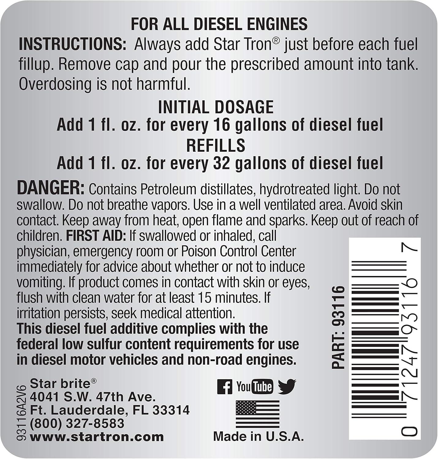 image:imageStar Tron Super Concentrated Diesel Formula Enzyme Fuel Treatment for Enhanced Engine Performance 1 Oz Treats 32 Gallons Stabilize amp Rejuvenate Diesel Biodiesel amp All Regular Gasoline16 Oz Treats 512 Gallons